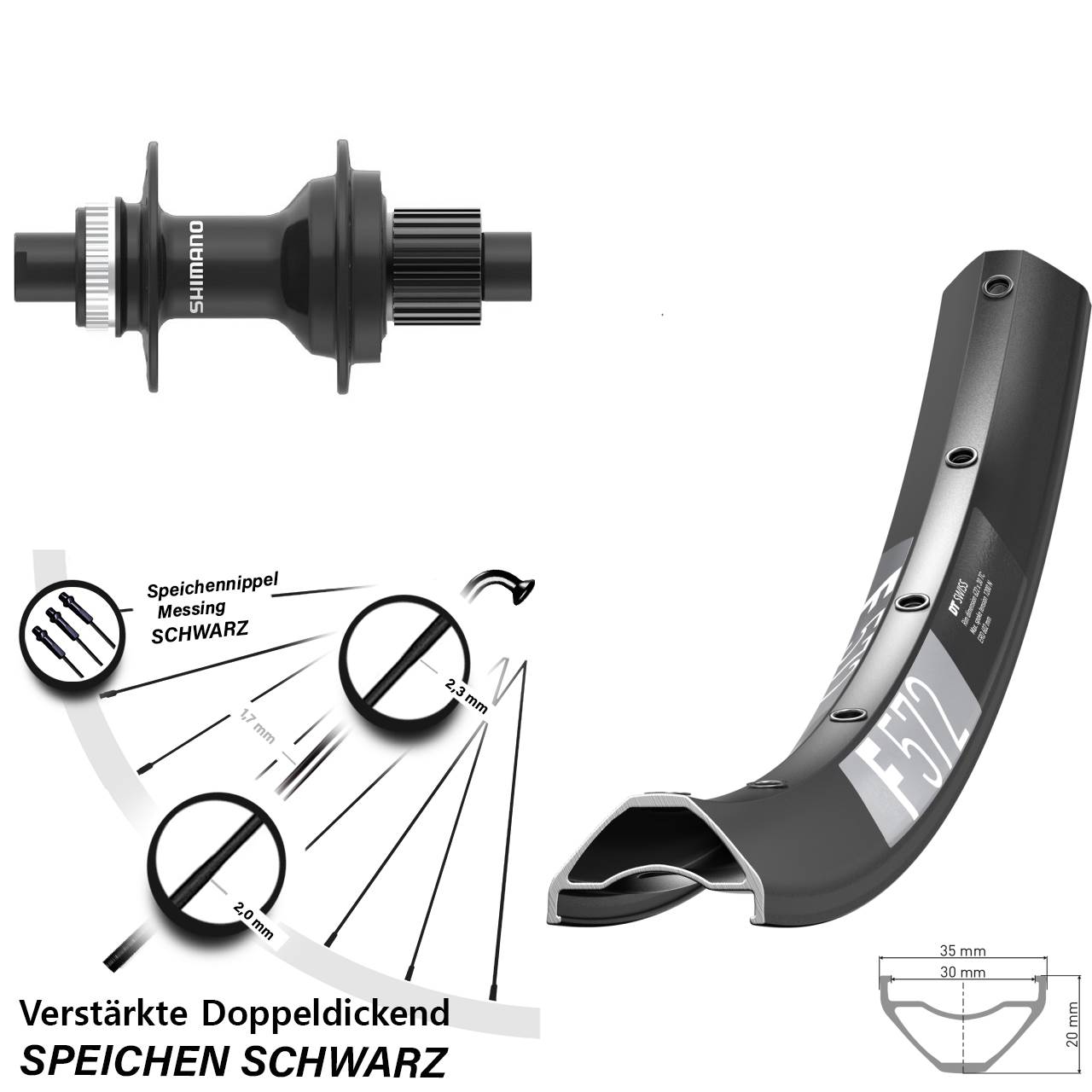 DT Swiss F572 Shimano FH-MT410 27,5 Zoll Centerlock Hinterrad 12x142 Micro Spline