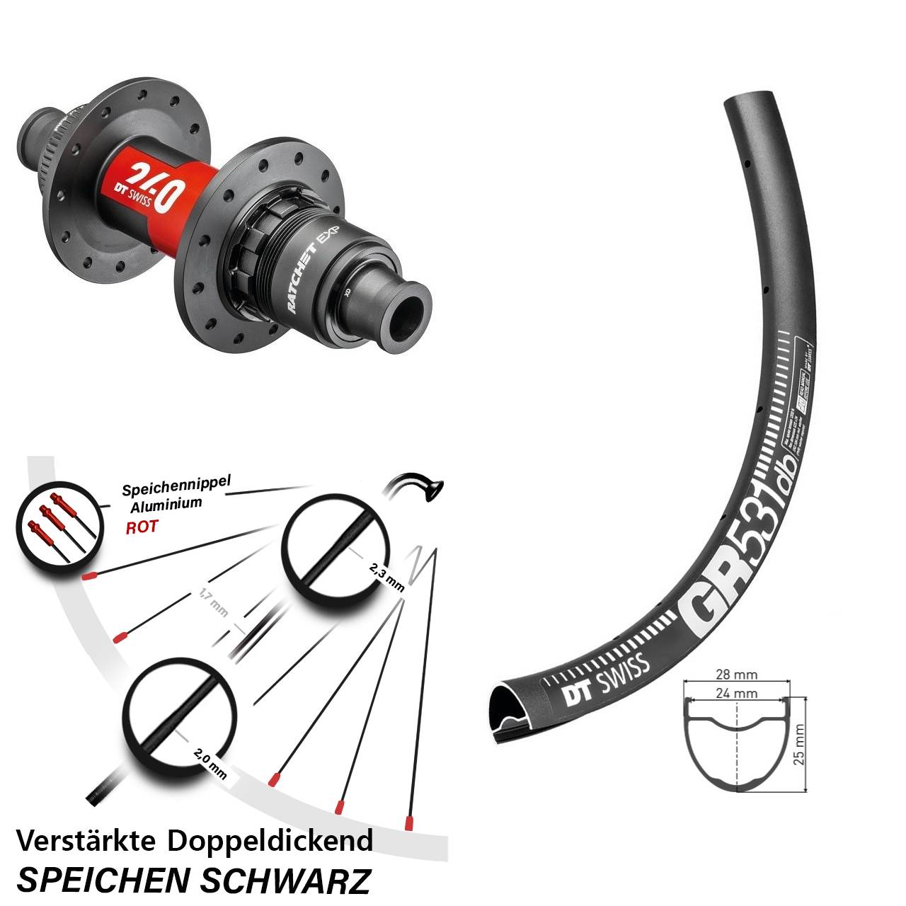 Disc Laufrad 27,5 Zoll DT Swiss GR 531 DT Swiss 240 EXP XDR 11-12 fach 12x142