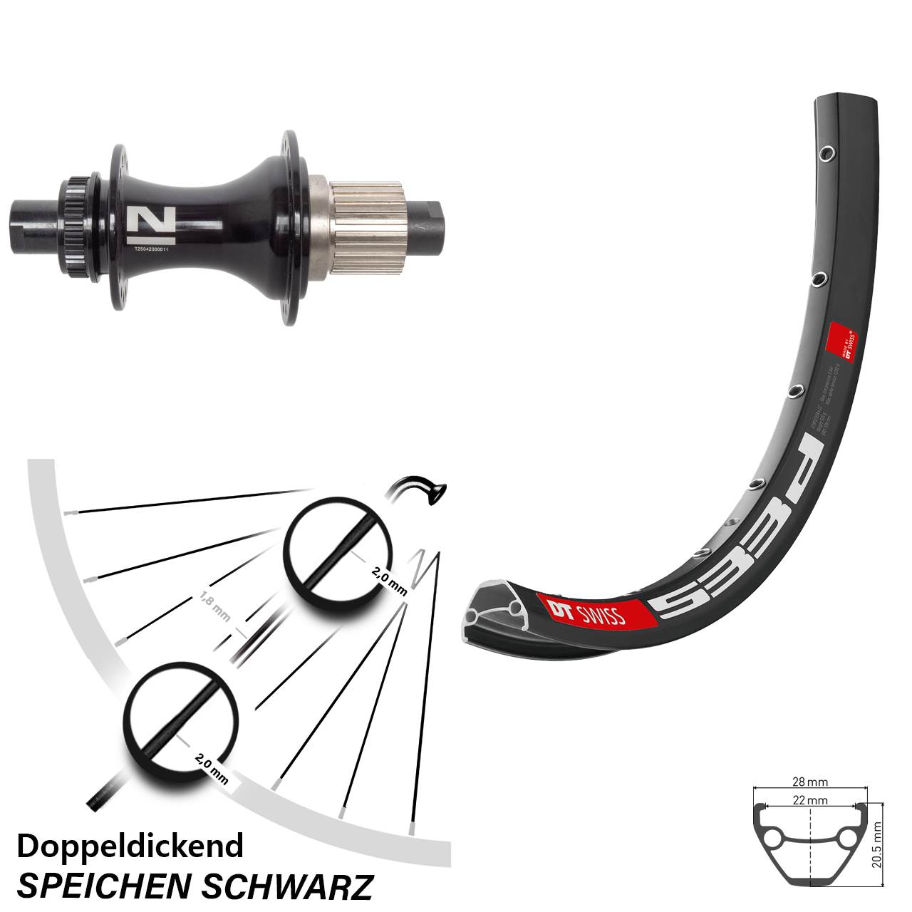 28-29 Zoll DT Swiss 533 D Novatec D462 Hinterrad Centerlock 12x148 Micro Spline