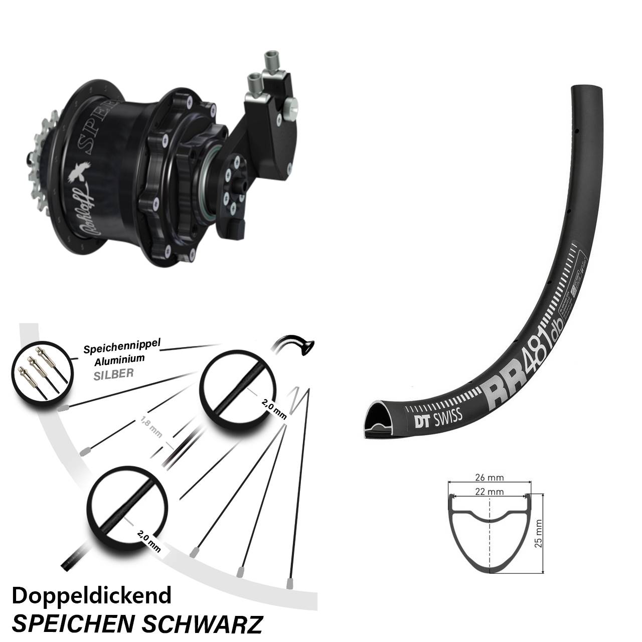 Disc Hinterrrad 28 Zoll DT Swiss RR 481 Rohloff CC DB OEM Tandem