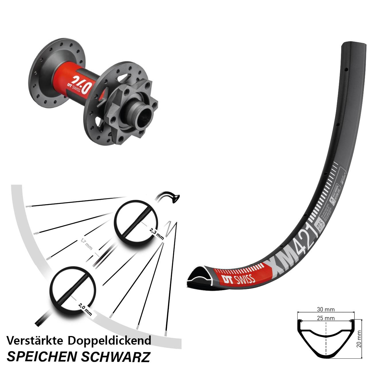 DT Swiss XM421 DT Swiss 240 29 Zoll 6-Loch Vorderrad 15x110 Boost
