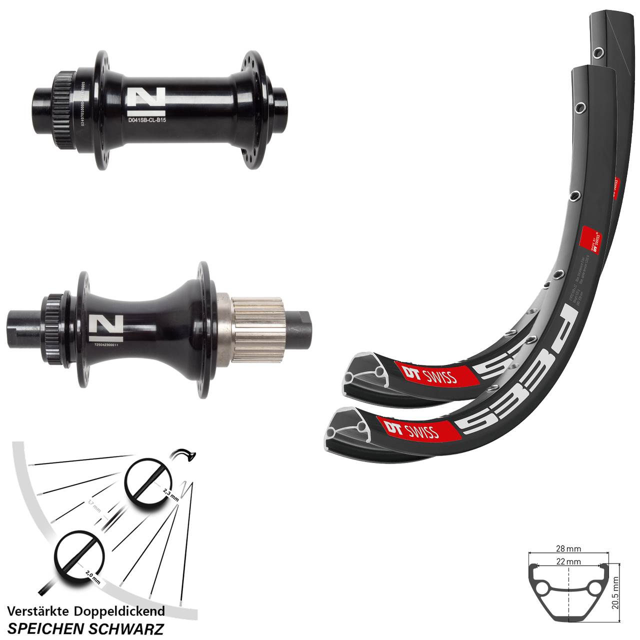 27,5 Zoll DT Swiss 533d Novatec D041 D462SB Laufradsatz Disc Boost Micro Spline