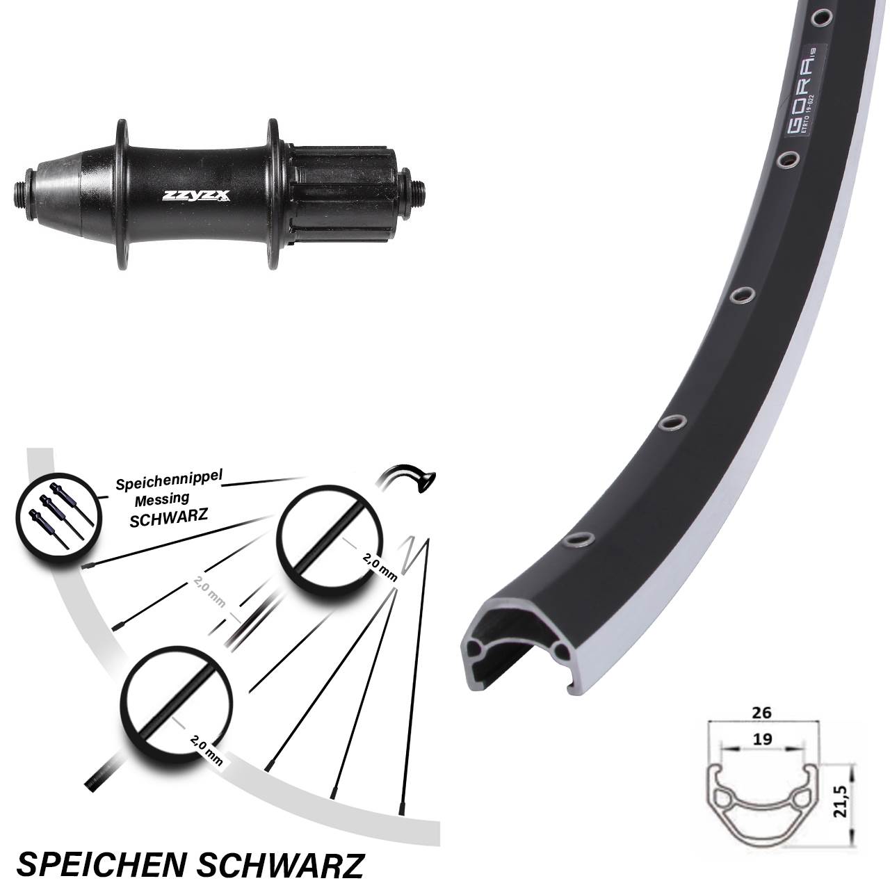 28-29 Zoll Hinterrad Formula Gora 19 QR 8-11-fach