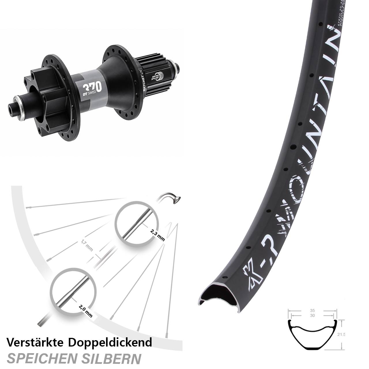 Disc Laufrad 29 Zoll KX-R Mountain DT Swiss 370 Micro Spline QR