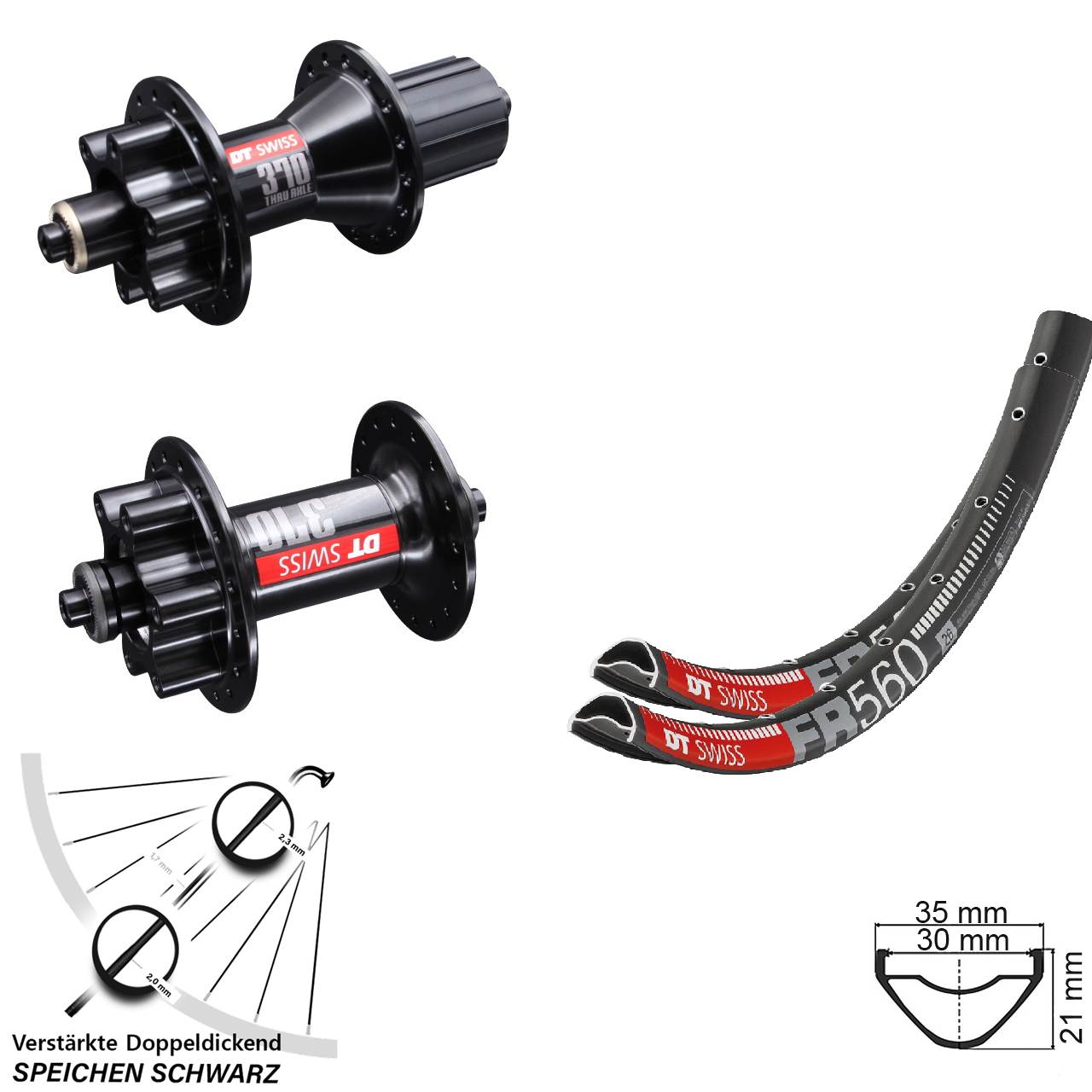 DT Swiss FR560 370 Hybrid 26 Zoll Disc Laufradsatz QR 8-11 fach