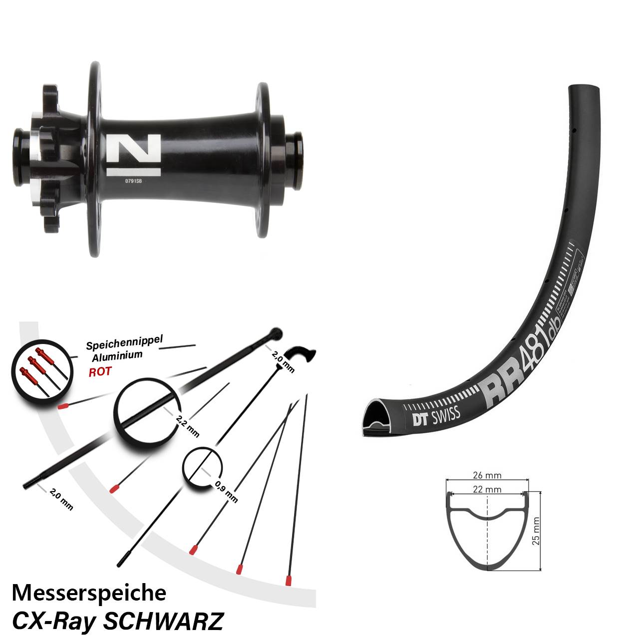 28 Zoll DT Swiss RR 481 Novatec D791 Disc Vorderrad 12x100 CX-Ray
