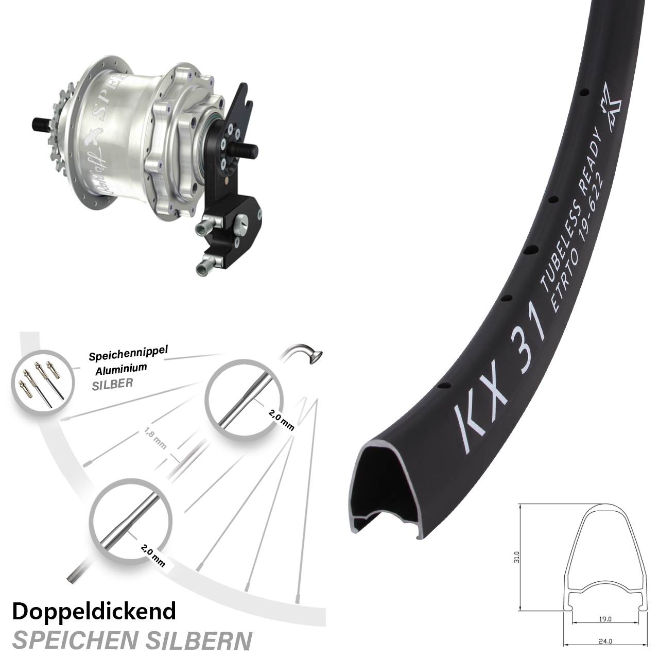 28 Zoll KX31 Rohloff Speedhub TS DB OEM2 Tandem