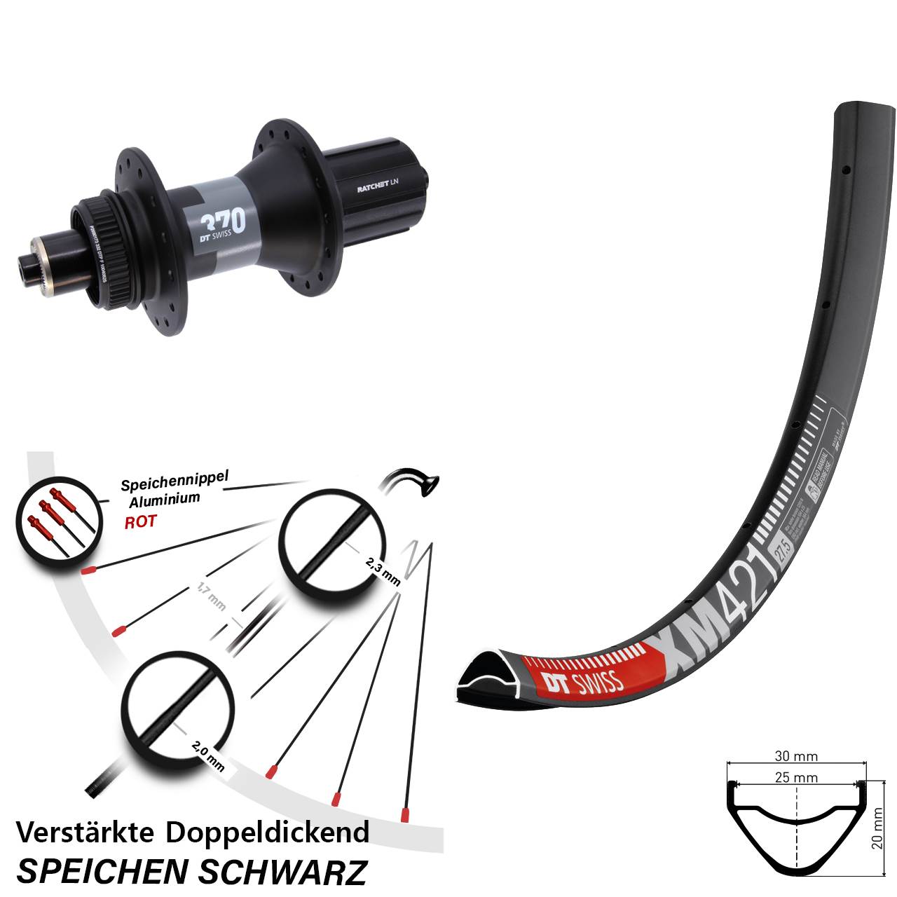 Disc Laufrad QR 29 Zoll DT Swiss XM421-370 8-12 fach HG
