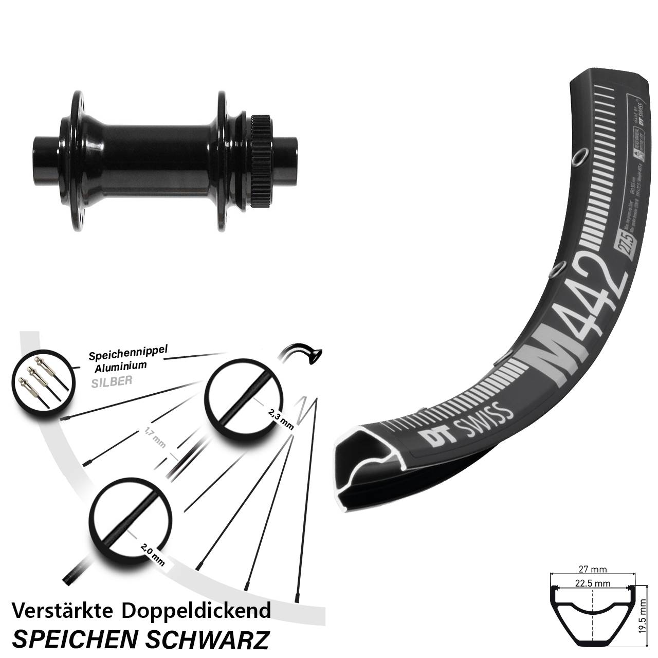 Vorderrad Centerlock 12x100 28-29 Zoll DT Swiss M442 Formula CL-712