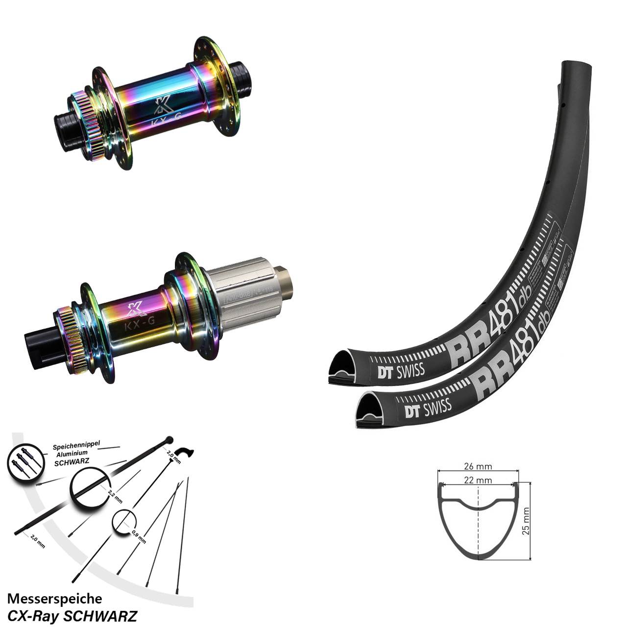 Oilslick KX-G Road Laufradsatz DT Swiss RR 481 CX Ray Messerspeiche 28 Zoll HG