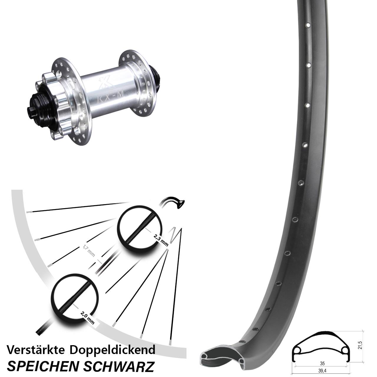 Disc Vorderrad für Schnellspanner 27,5 Zoll Ambrosio E35 KX-M