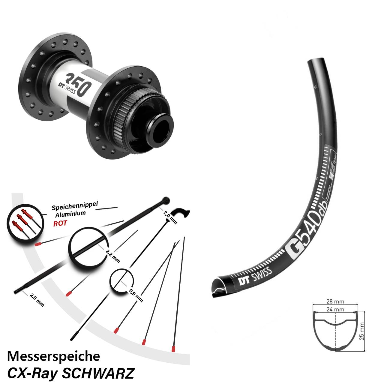 Vorderrad Centerlock 12x100 29 Zoll G 540 DT Swiss 350 CX-Ray