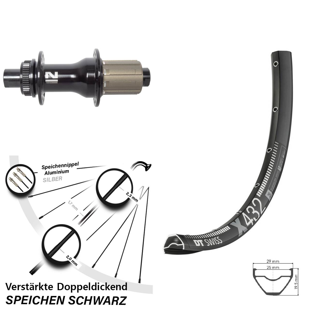 DT Swiss X 432 Novatec D792SB 29 Zoll Disc Hinterrad 12x142 8-12 fach HG