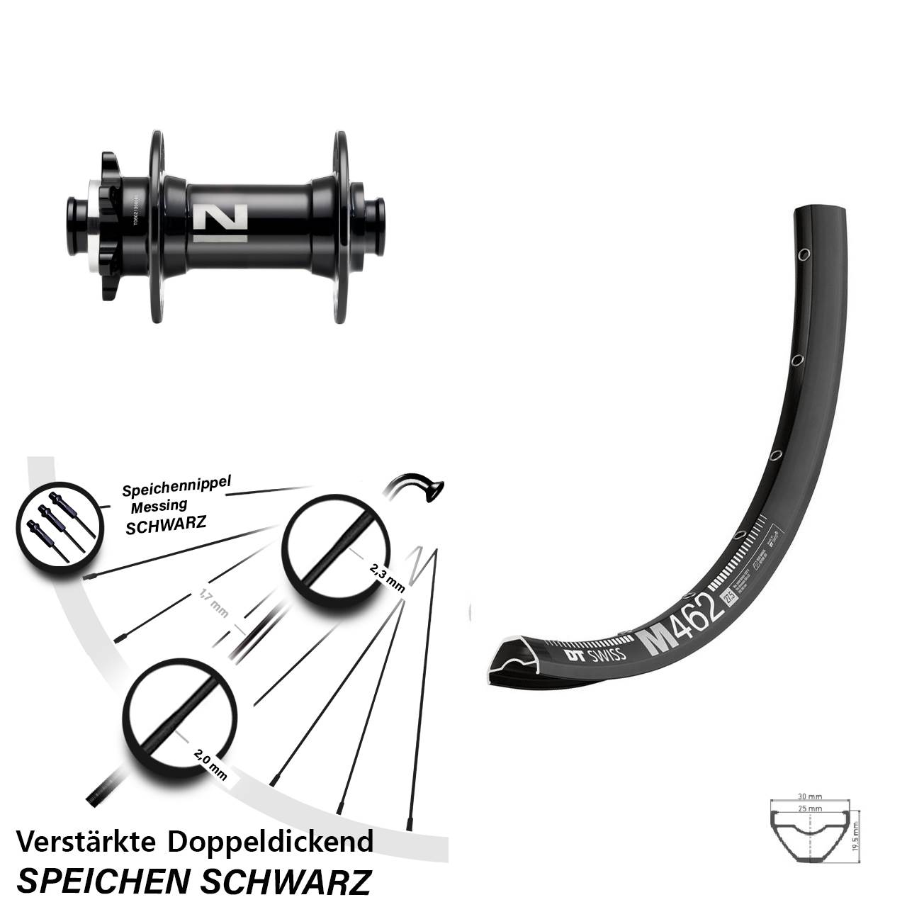 Boost 6-Loch Vorderrad 15x110 650B DT Swiss M 462 Novatec D041SB