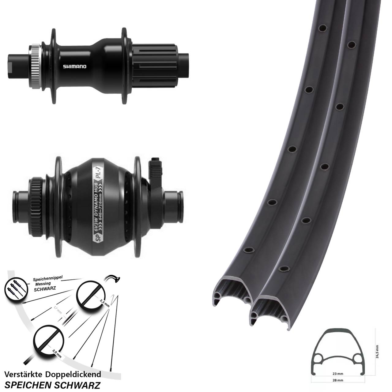 28-29 Zoll Ambrosio Shimano FH-TC500 Shutter PL-7 Disc Laufradsatz 12x100/142 11-12 fach