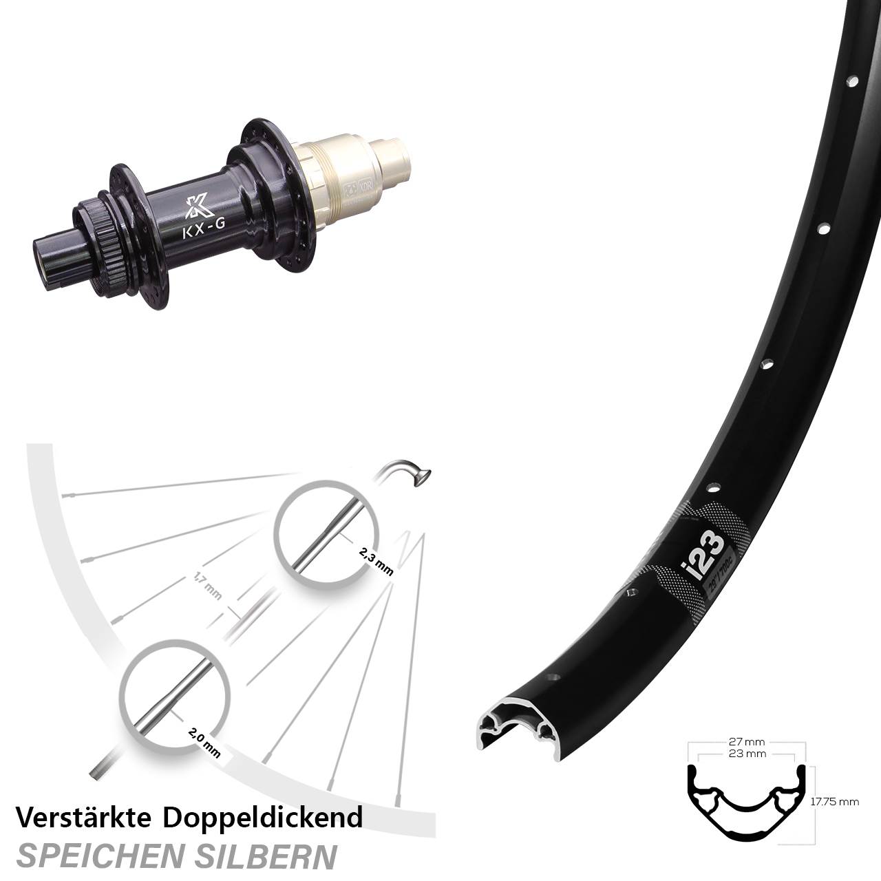 Disc Hinterrad 12x142 28-29 Zoll WTB i23 KX-G XDR 11-12 fach