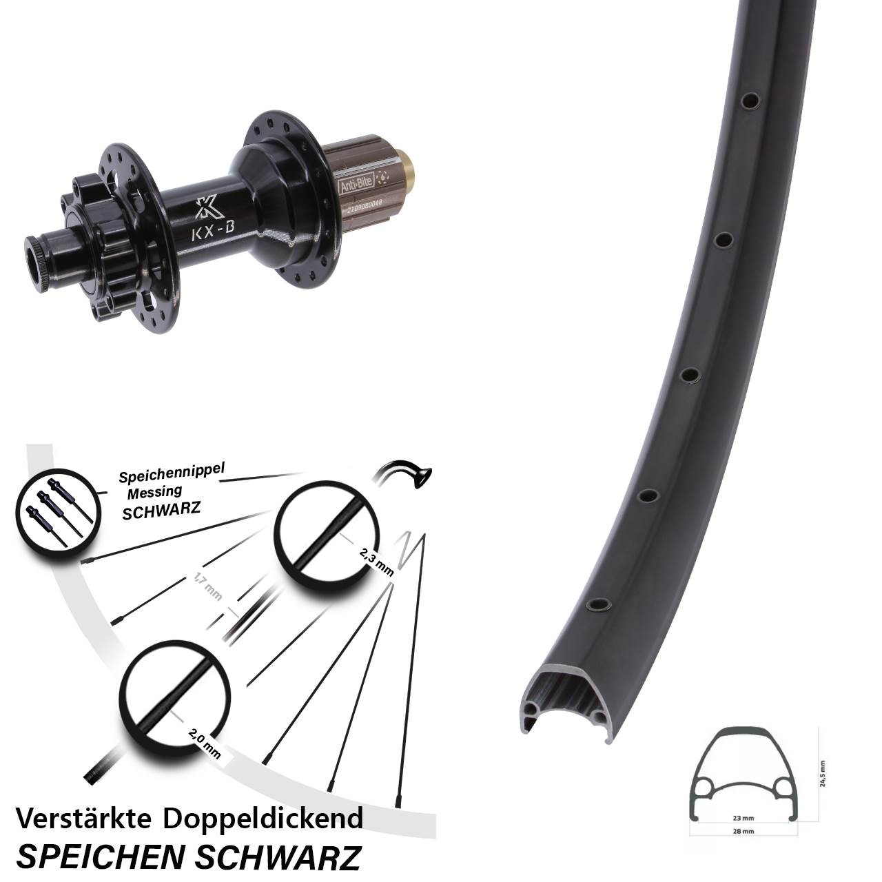 Disc Hinterrad 28 Zoll Ambrosio Sport KX-B 8-11 fach HG 12x148