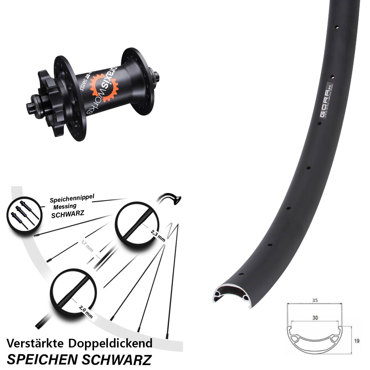 Vorderrad 6-Loch 26 Zoll Gora 30 DT Swiss 350 QR