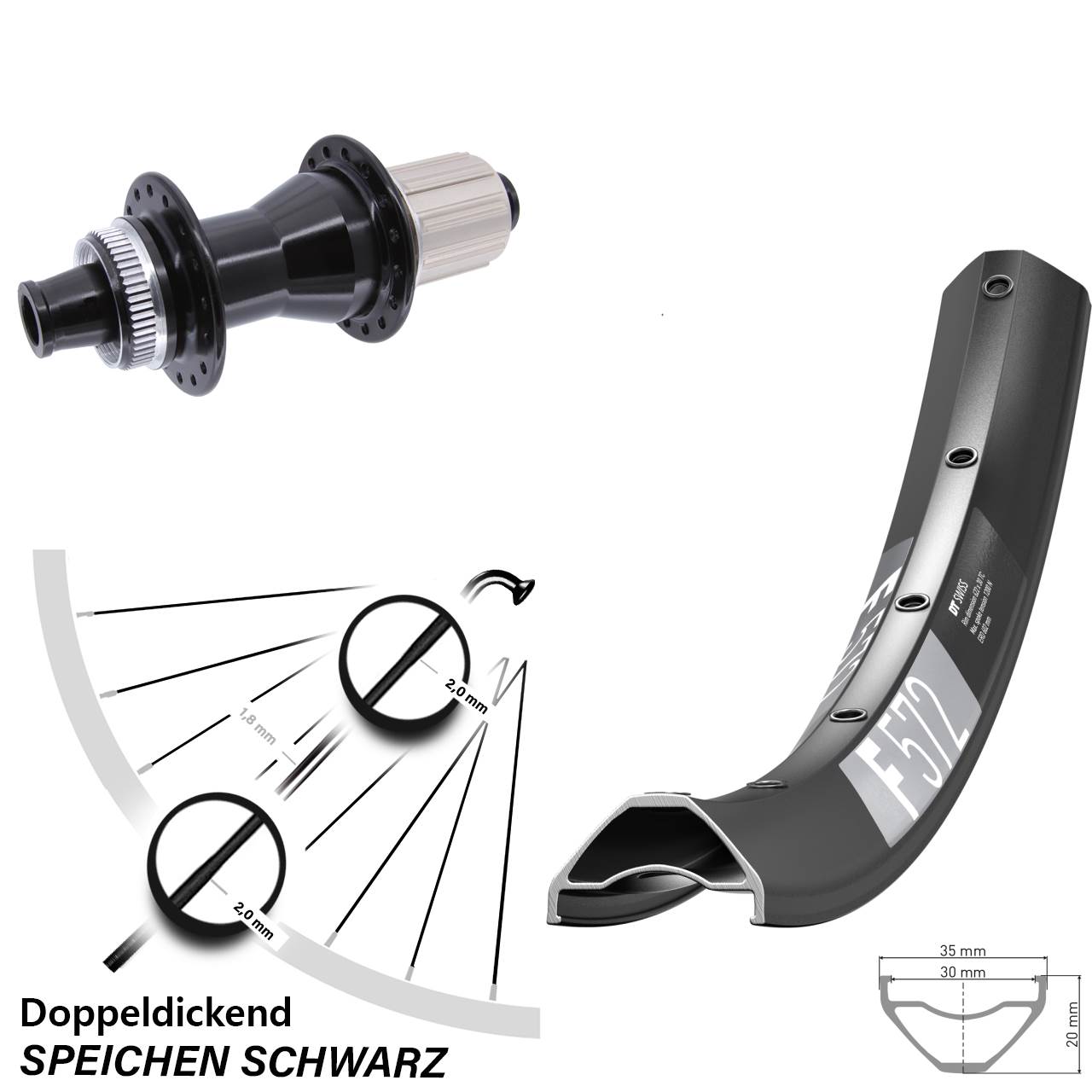 29 Zoll DT Swiss F 572 Novatec CL142 Centerlock Hinterrad 12x142 8-12 fach HG