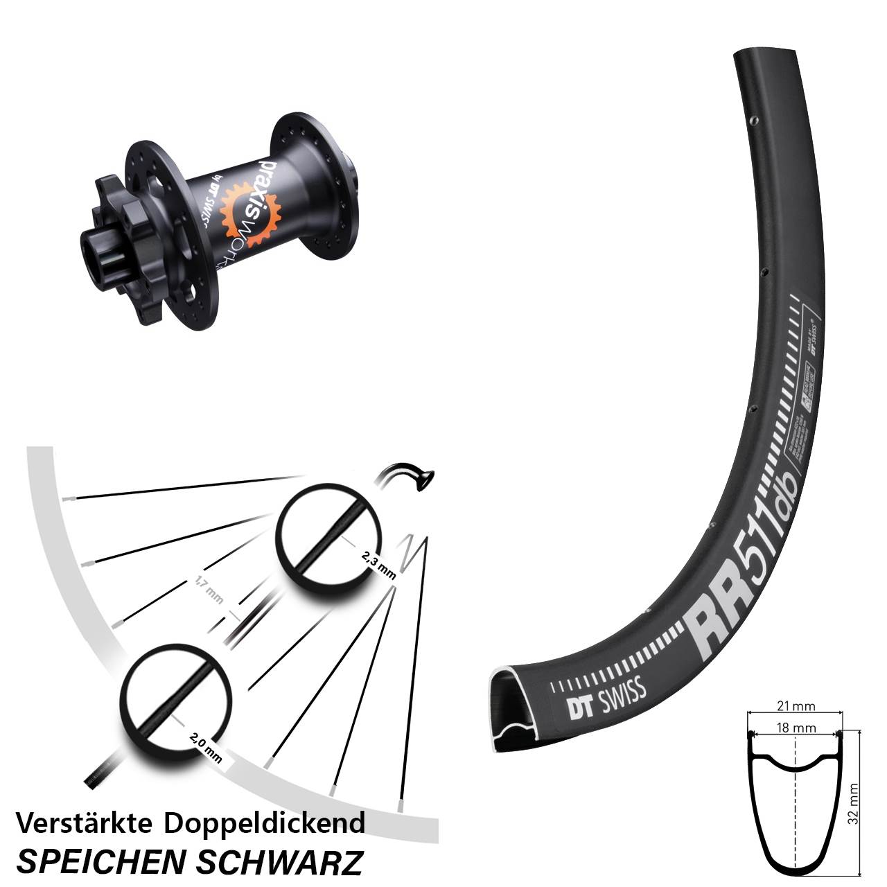 Vorderrad 6-Loch 12x100 28 Zoll DT Swiss RR 511-350 SL