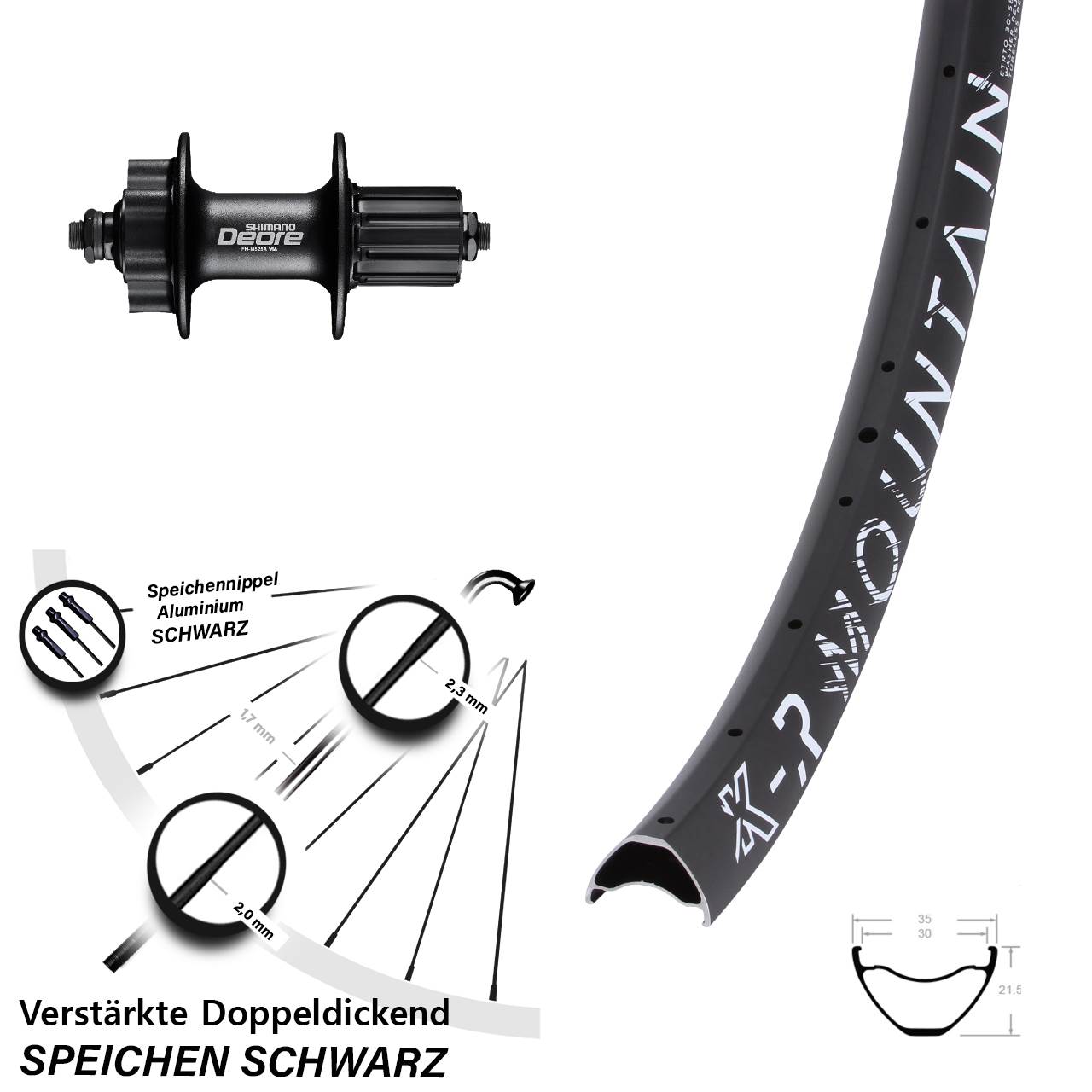 KX-R Mountain Shimano Deore 27,5 Zoll 6-Loch Hinterrad für Schnellspanner 8-11 fach HG