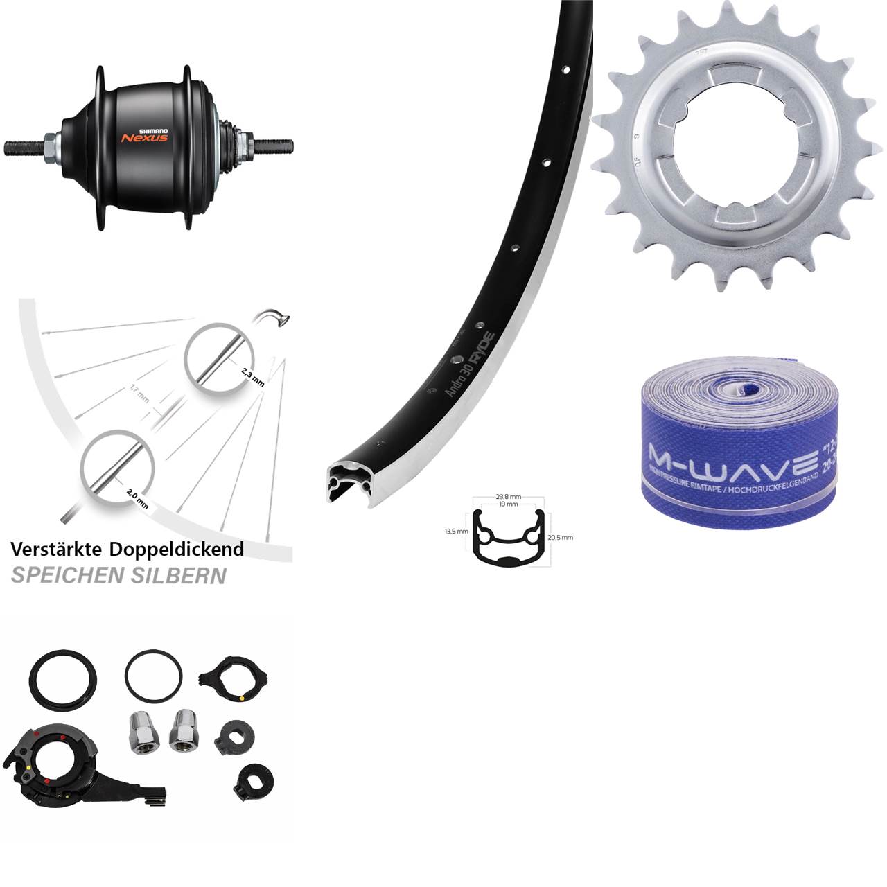 Hinterrad 26 Zoll Ryde Andra 30 Shimano Nexus 8 Gang Freilauf