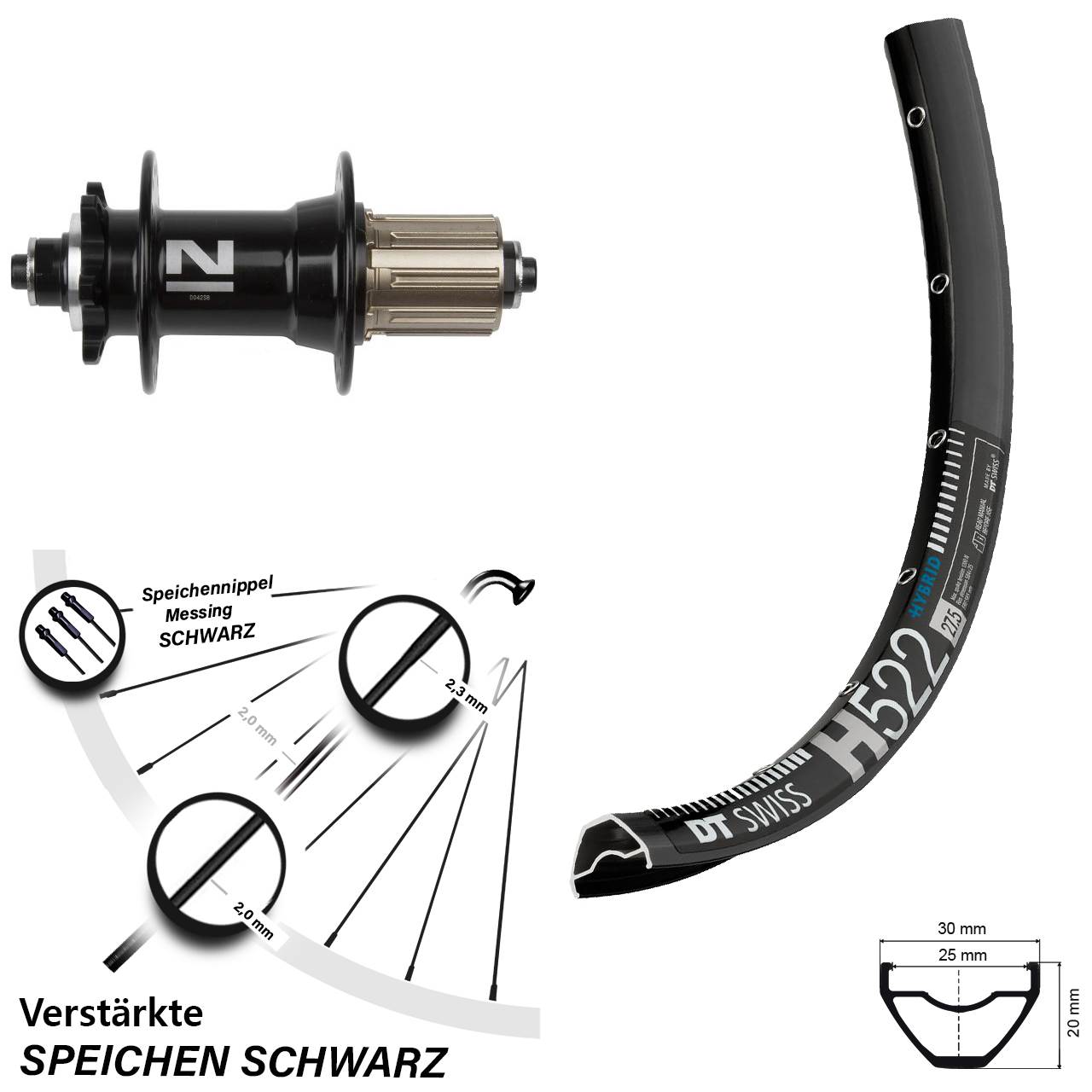 29 Zoll Hinterrad DT Swiss H 522 mit Novatec D042 Nabe 5/135 mm 8-11 fach