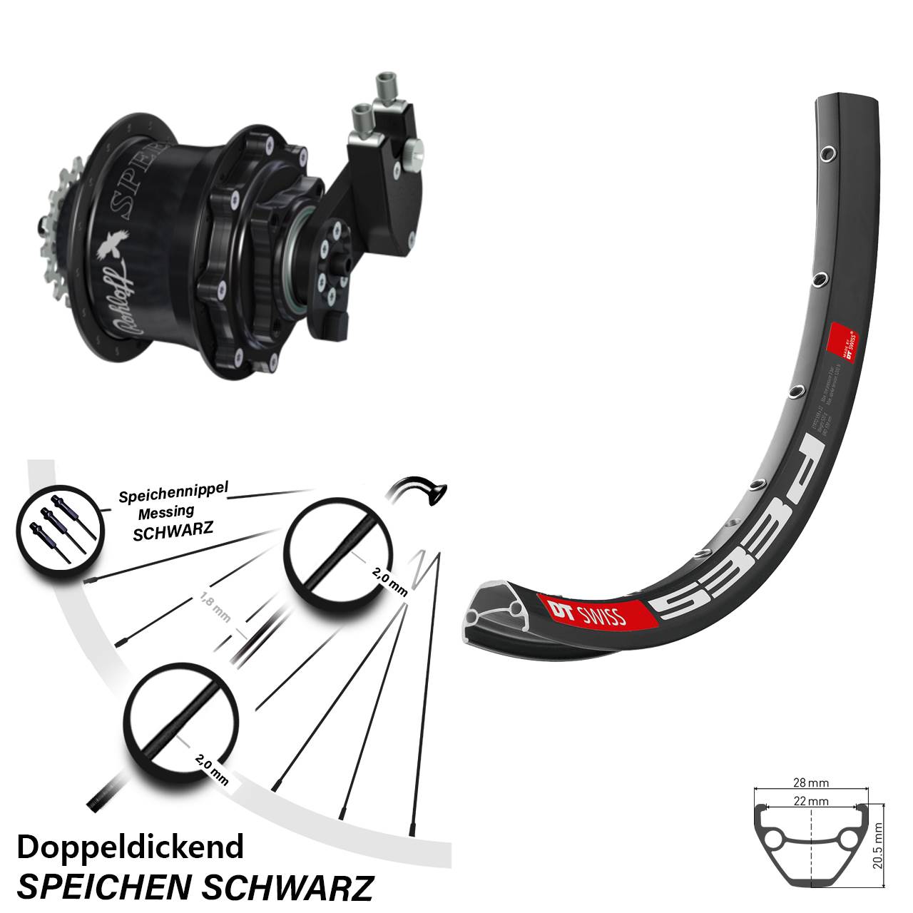 Disc Laufrad 28 Zoll DT Swiss 533 D Rohloff CC DB OEM Tandem