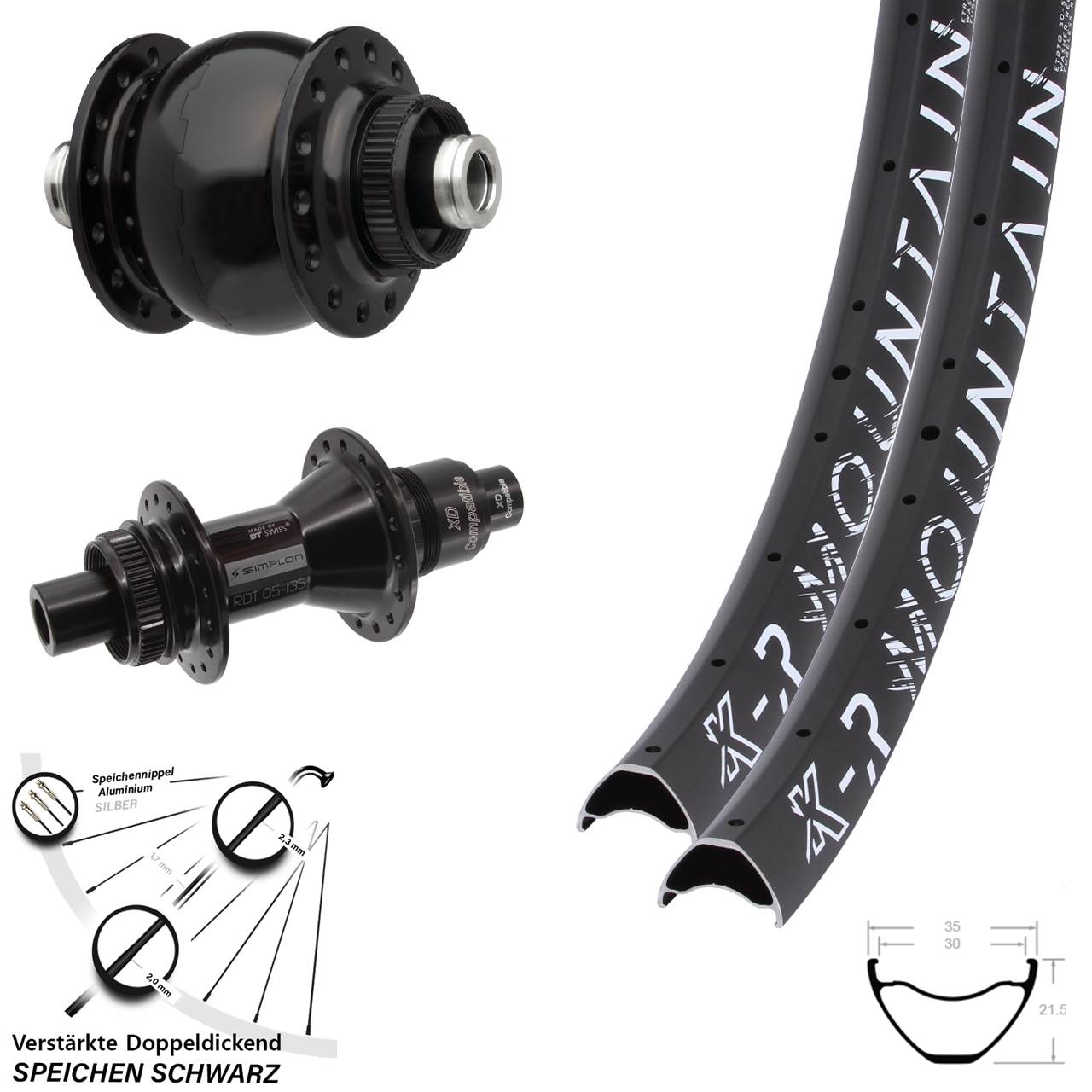 KX-R Mountain DT Swiss 370 SON delux 29+ Zoll Laufradsatz Disc 12x100/142 XD 11-12 fach