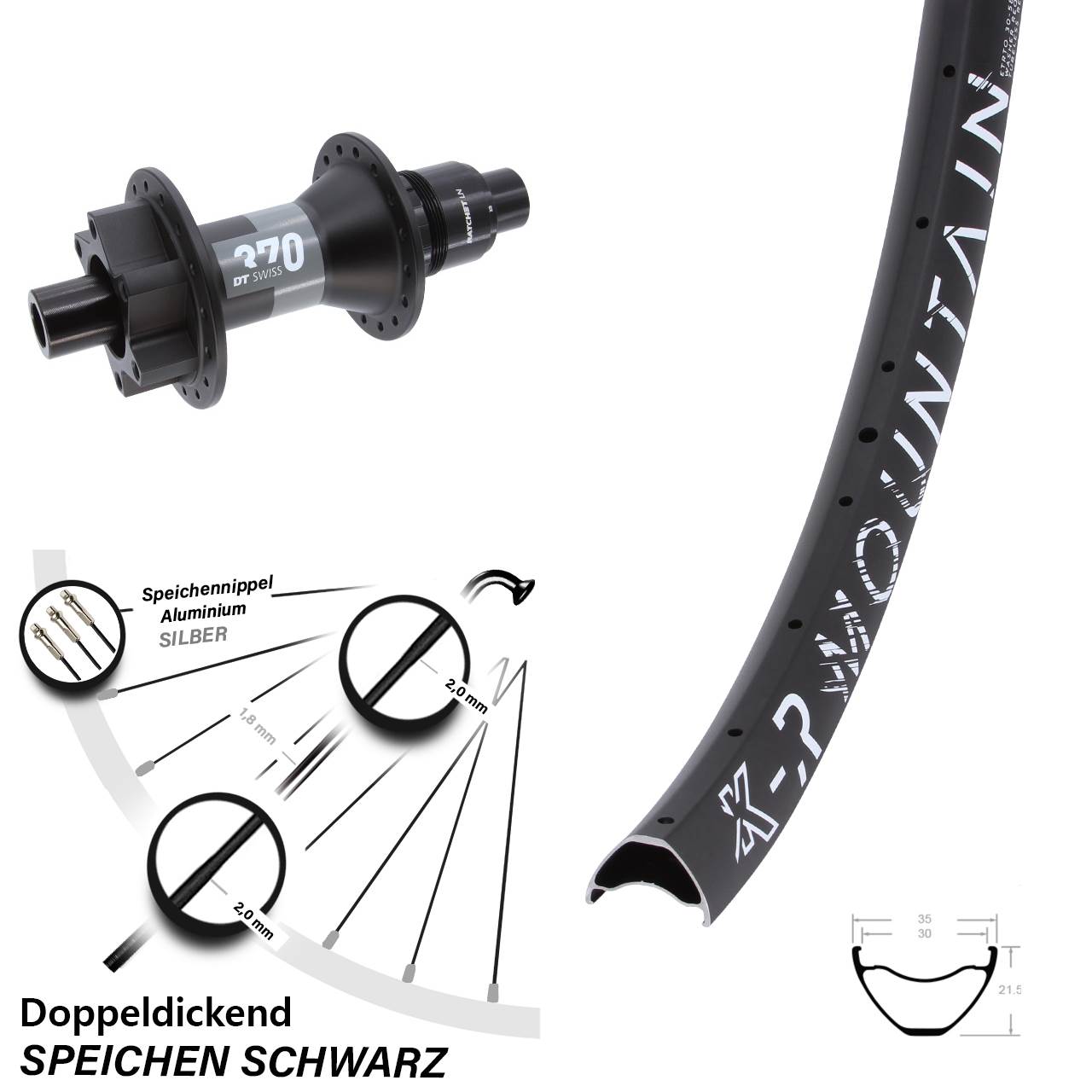 Boost Disc 27,5 Zoll Hinterrad 12x148 mm KX-R Mountain DT Swiss 370 SRAM XD