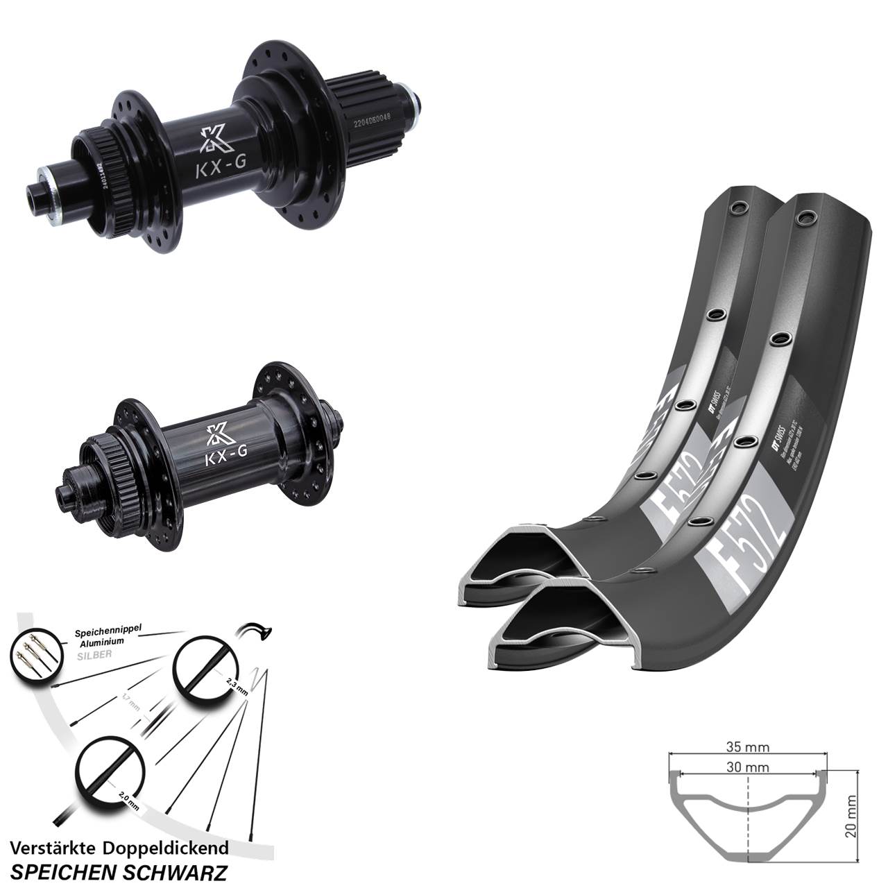 Disc Laufrad-Satz 29 Zoll DT Swiss F572 KX-GS verstärkt Shimano Micro Spline QR