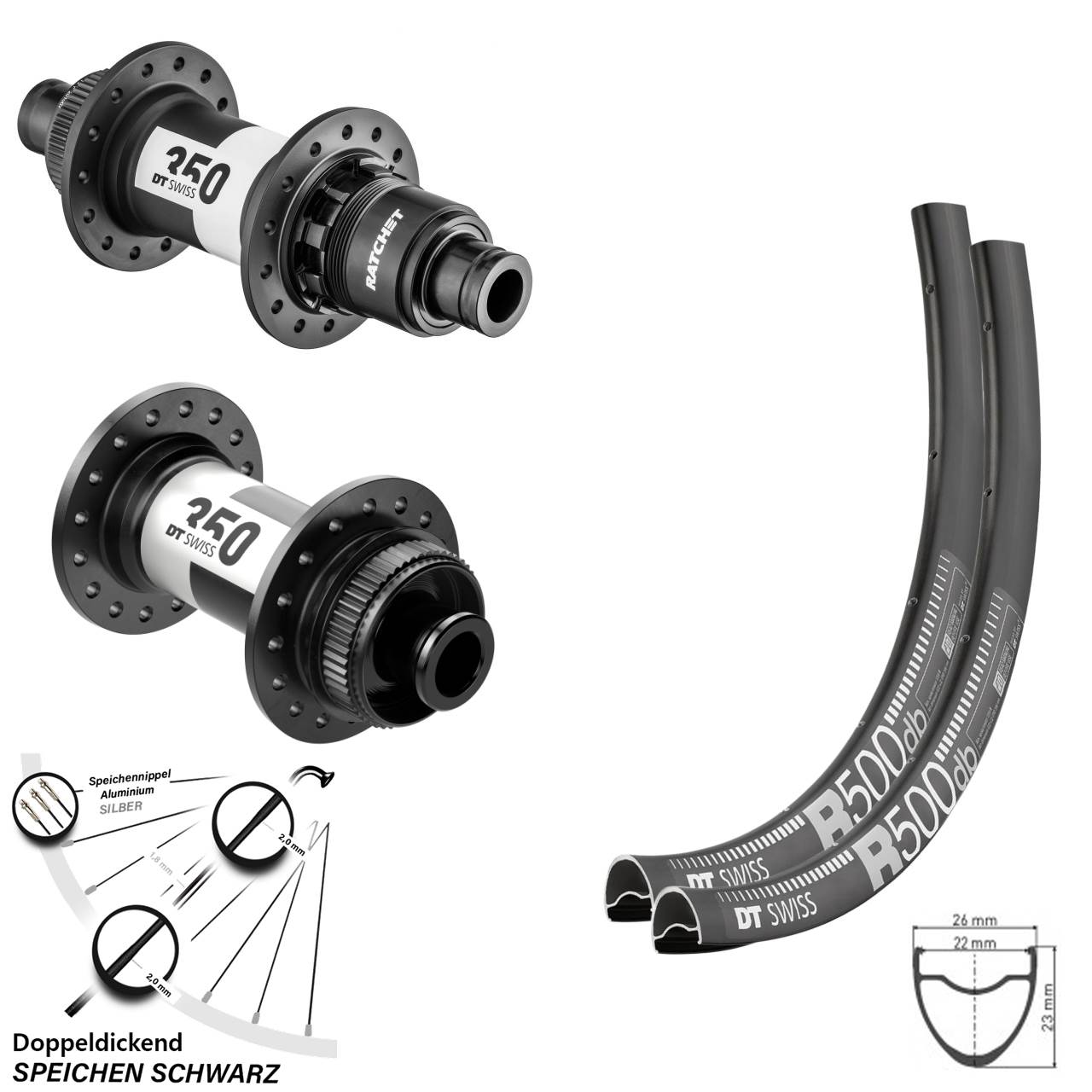 Disc Laufradsatz 29 Zoll DT Swiss R500-350 Road SRAM XDR 12x100/142
