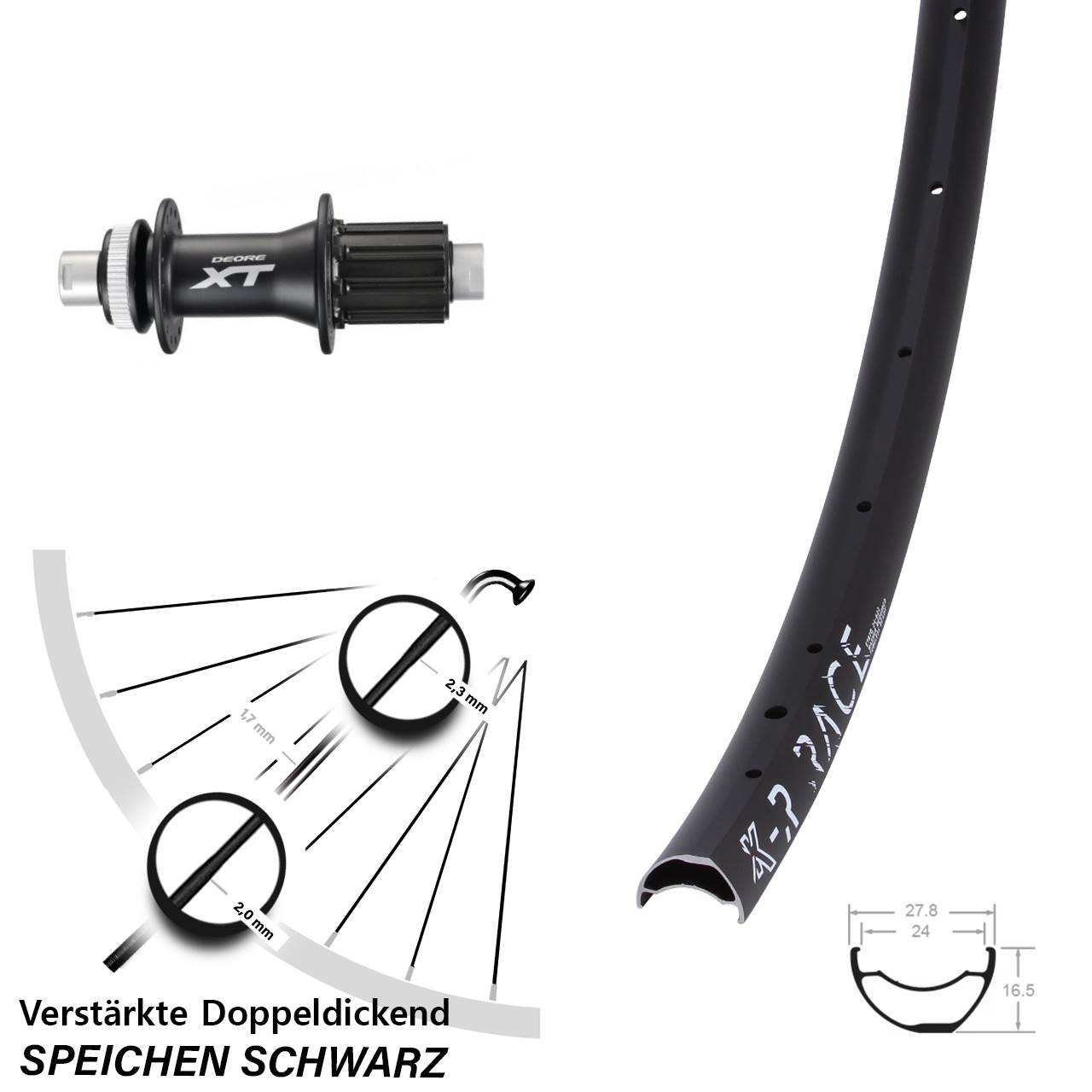 Centerlock Hinterrad 12x142 29 Zoll KX-R Race Shimano XT 8-11 fach
