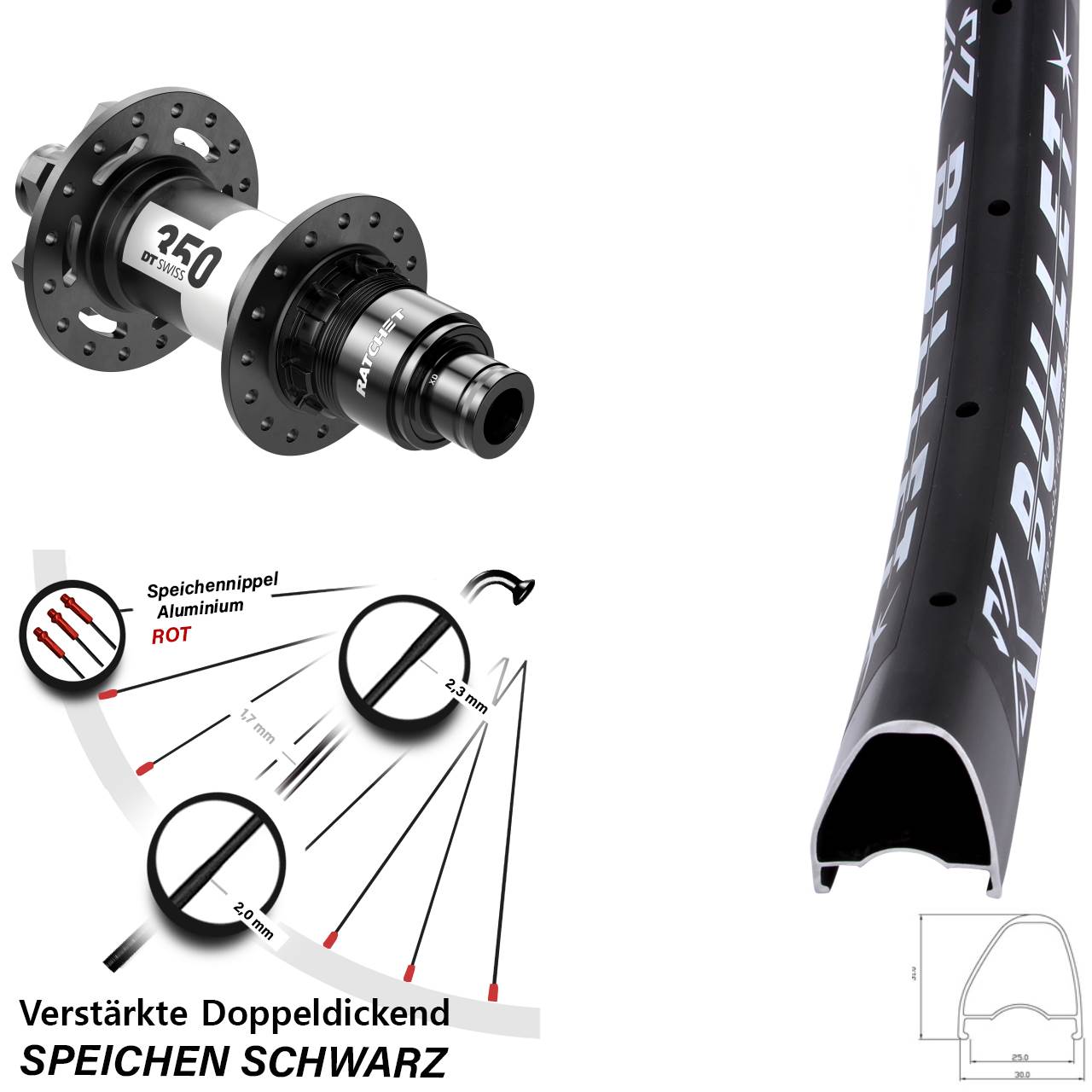 Disc Laufrad 28-29 Zoll KX Bullet OS DT Swiss 350 SRAM XD 12x148