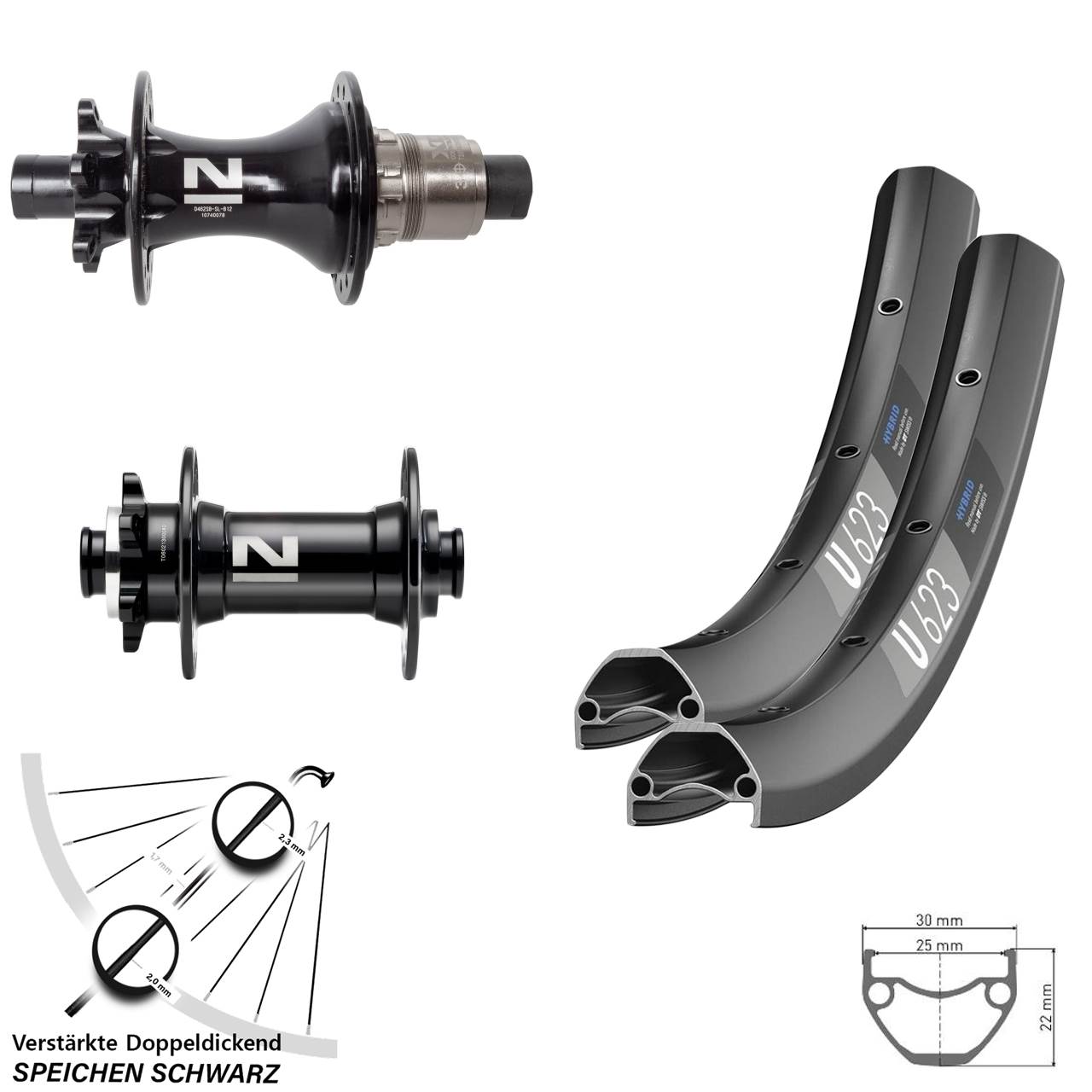 28 Zoll DT Swiss U623 Novatec D041 D462SB Disc Laufradsatz 15x110 12x148 SRAM XD