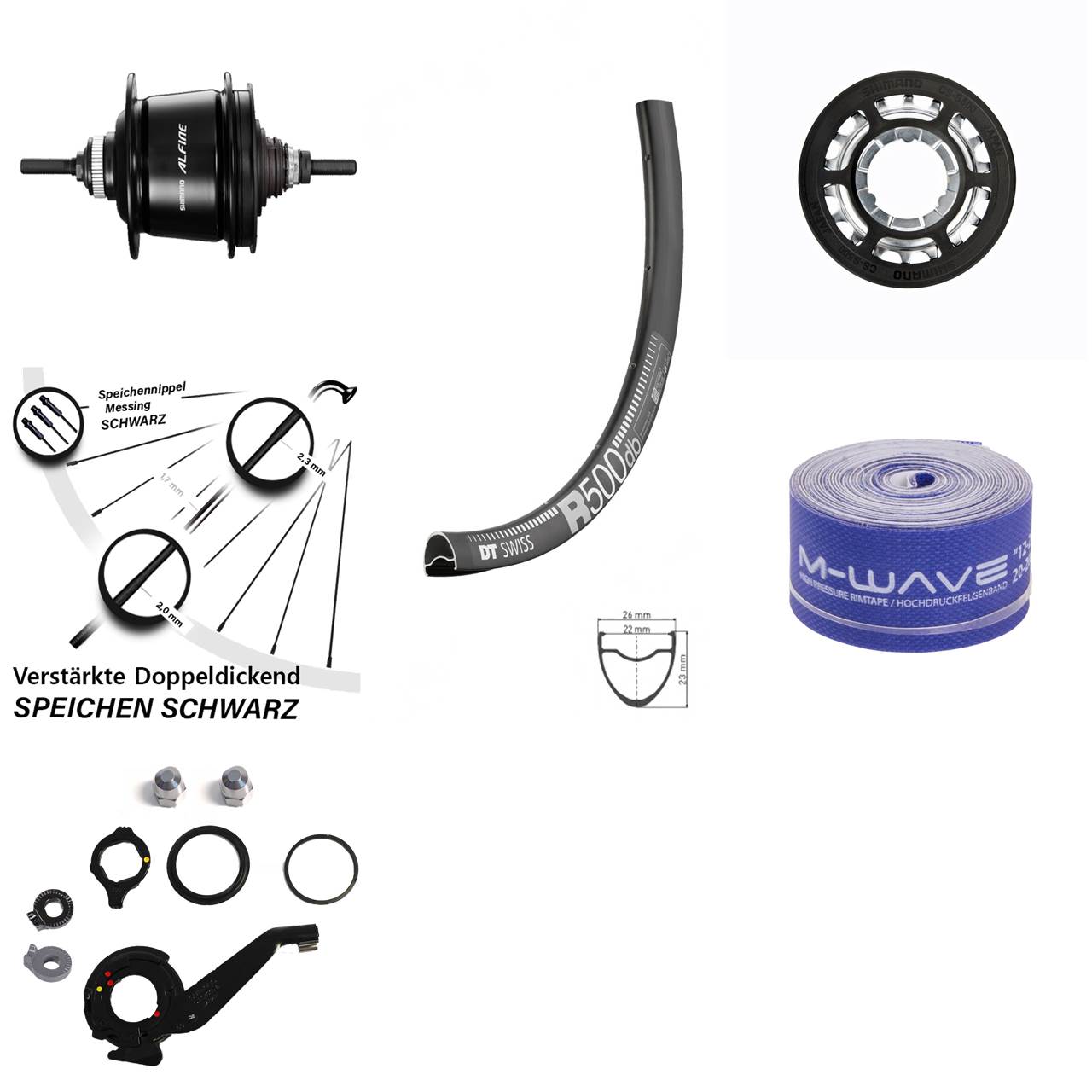 DT Swiss R500 28-29 Zoll Shimano Alfine 8 Gang Hinterrad schwarz