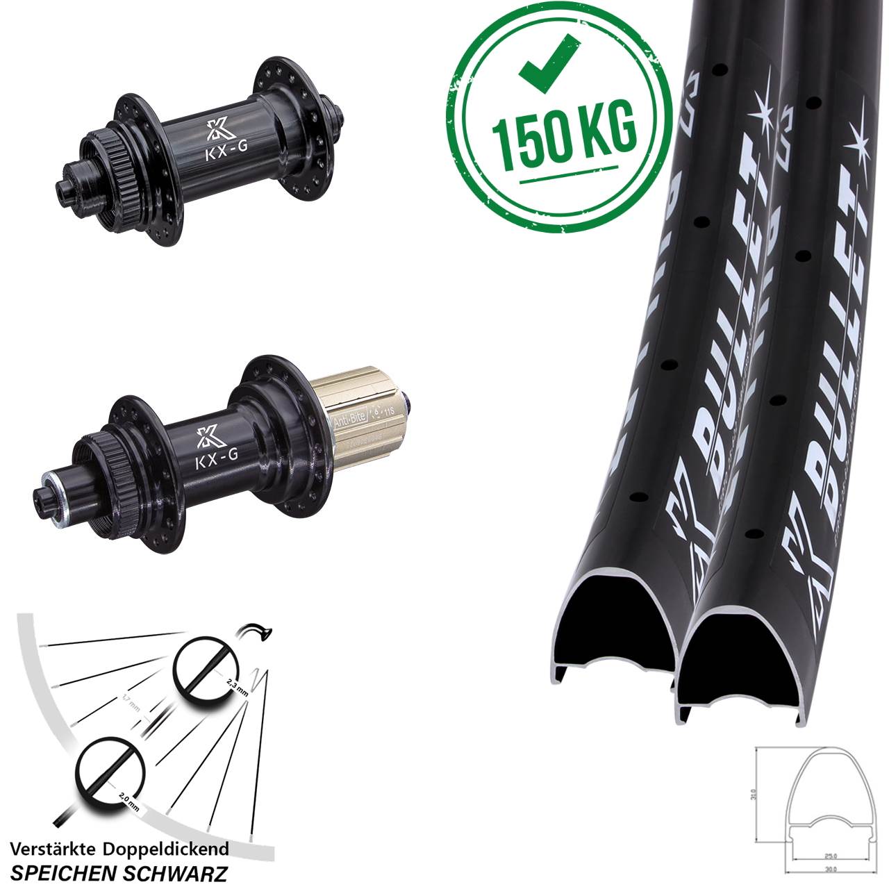 KX-G Bullet 29 Zoll Disc Laufrad-Satz QR 8-12 fach HG