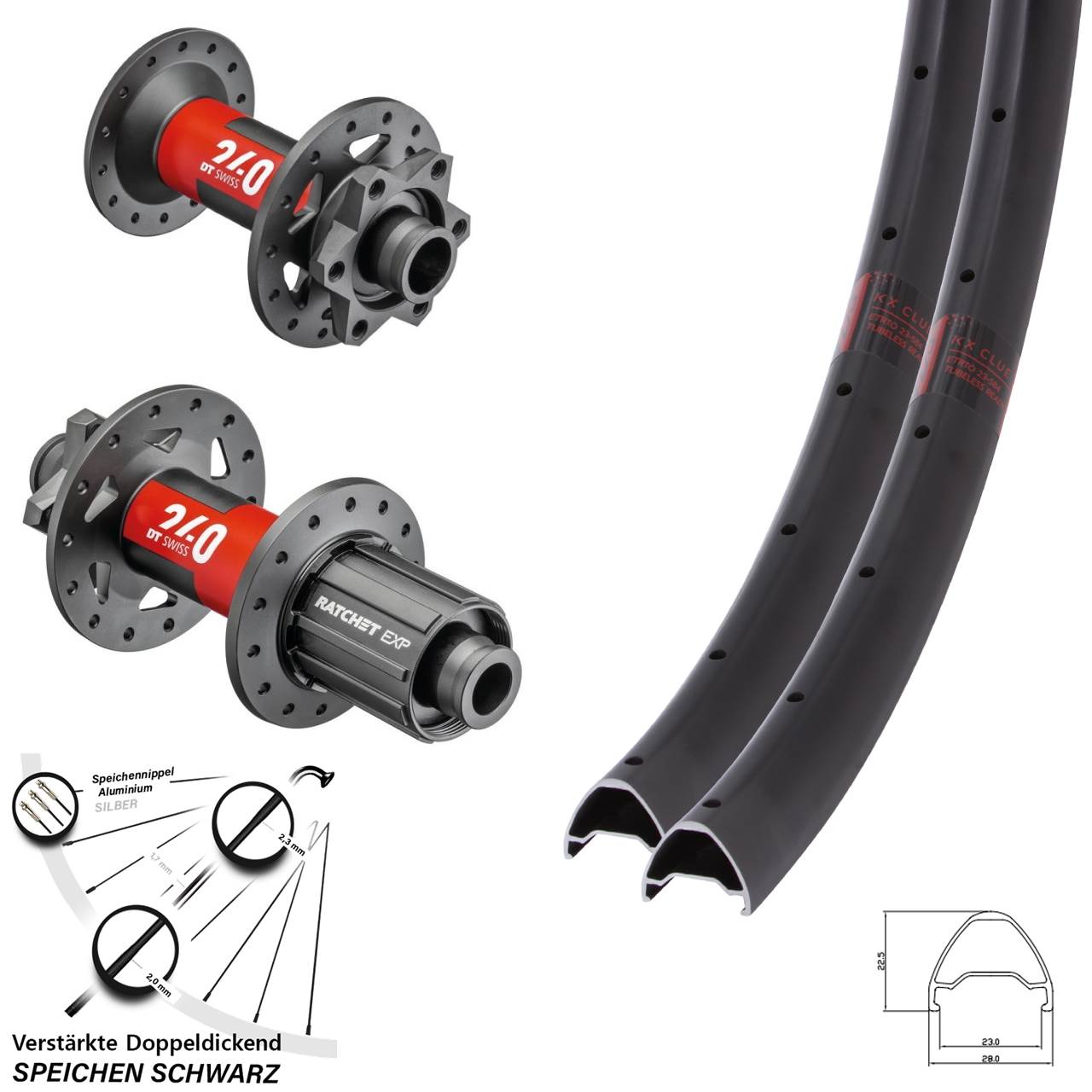 Disc Laufradsatz 15x110 12x148 28-29 Zoll KX Clue DT Swiss 240 EXP 8-11 fach HG