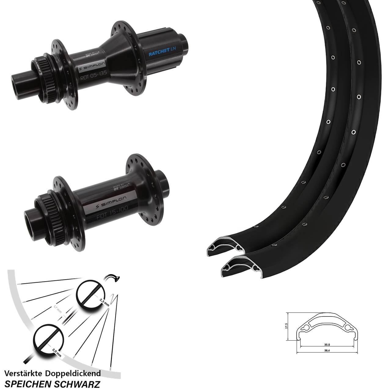 Ryde Disc 35 DT Swiss 370 Hybrid 29 Zoll Centerlock Laufradsatz 15x100 12x142 8-11 fach