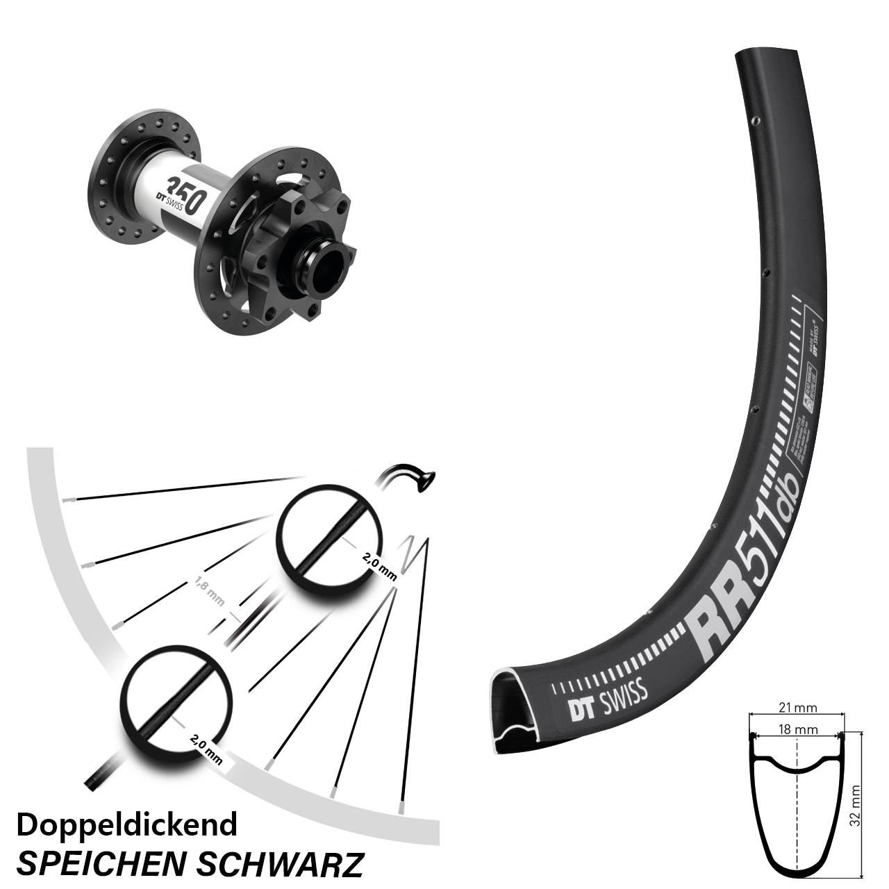 Laufrad 28 Zoll DT Swiss RR511 Disc-350 12x100 6-Loch
