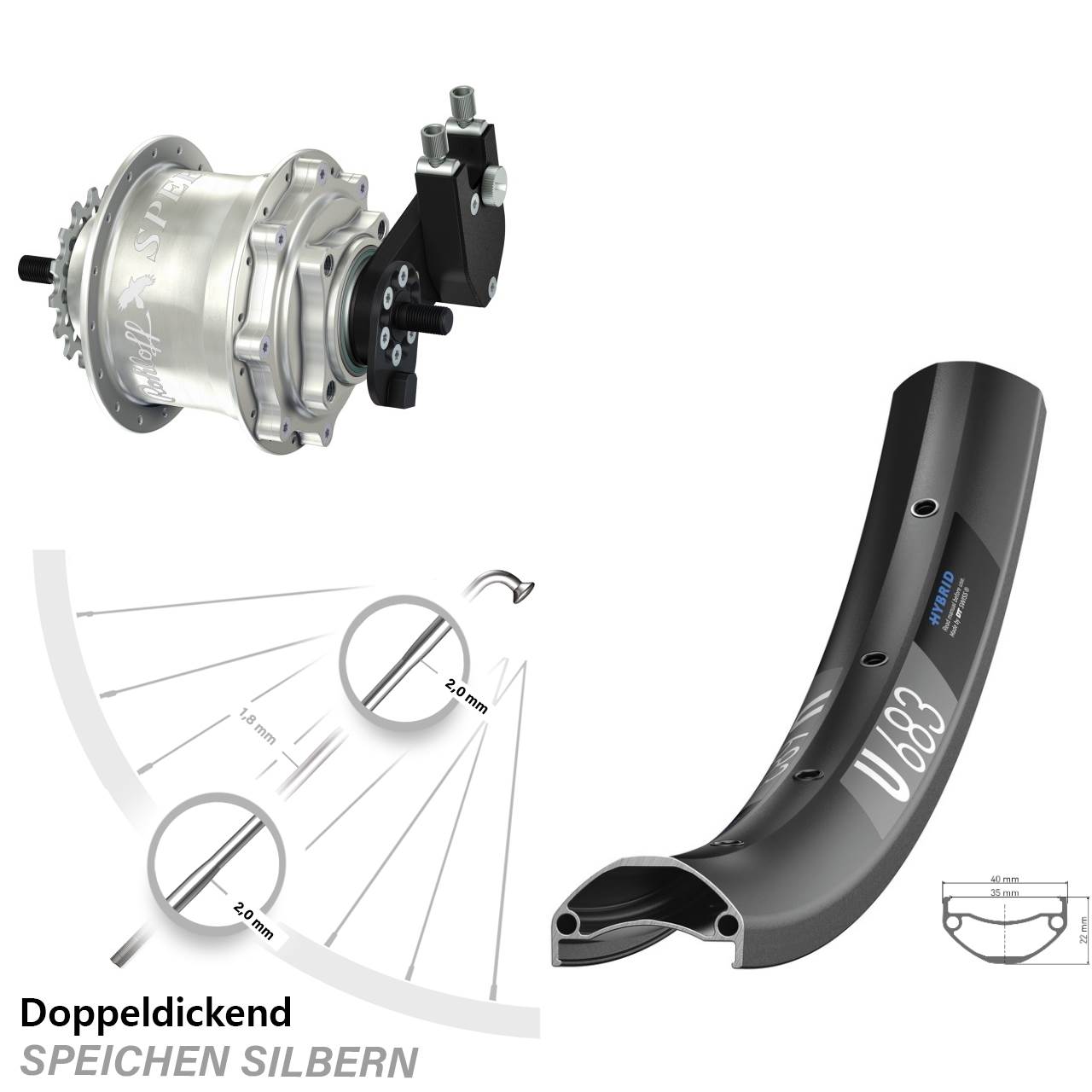 DT Swiss U 683 Rohloff Speedhub TS DB OEM Tandem 27,5 Zoll Disc Hinterrrad