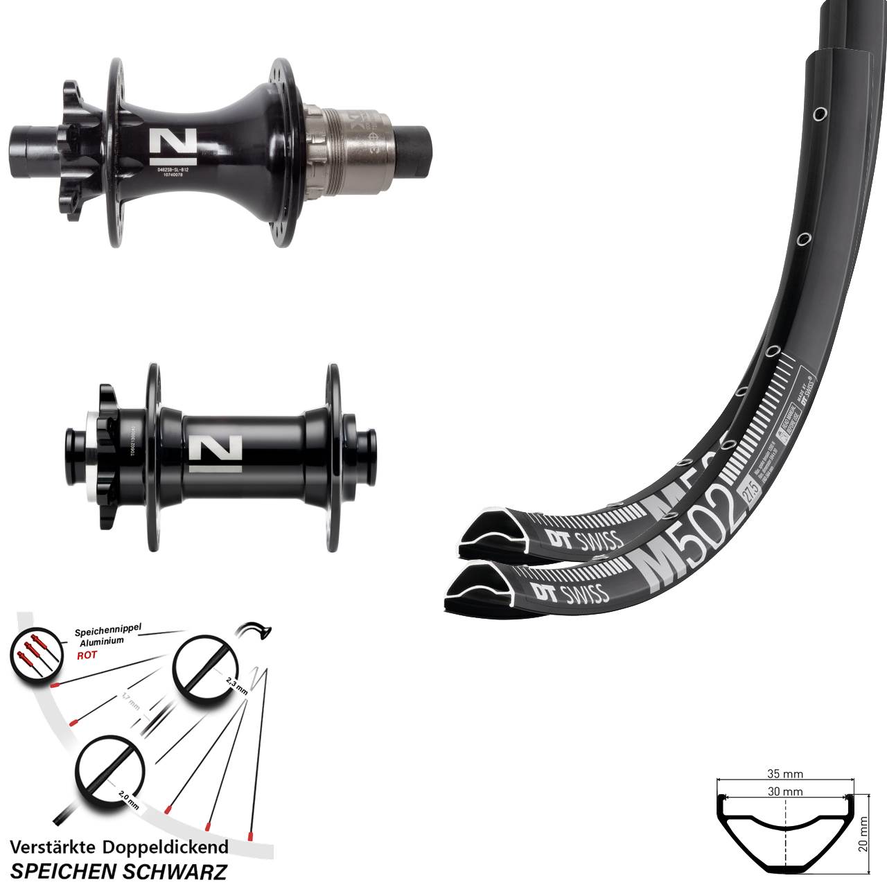 DT Swiss M502 Novatec D041 D462SB 27,5 Zoll Laufradsatz 6-Loch 15x110 12x148 Boost SRAM XD