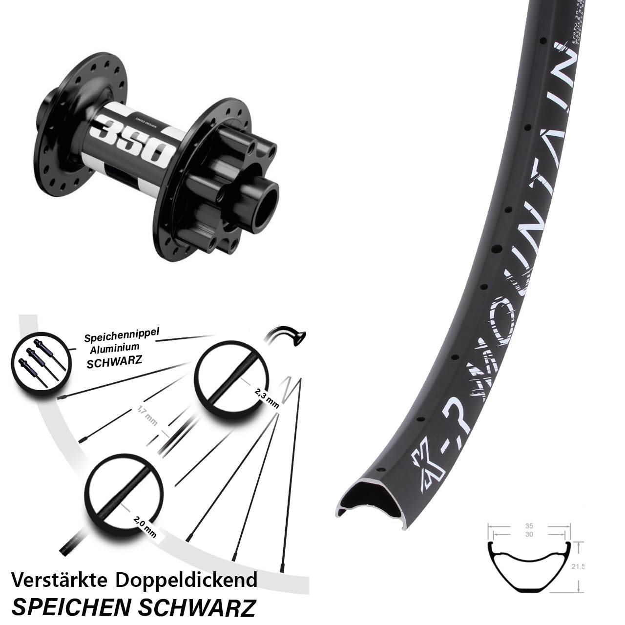 Disc Vorderrad 27,5 Zoll KX-R Mountain DT Swiss 350 15x110 Boost