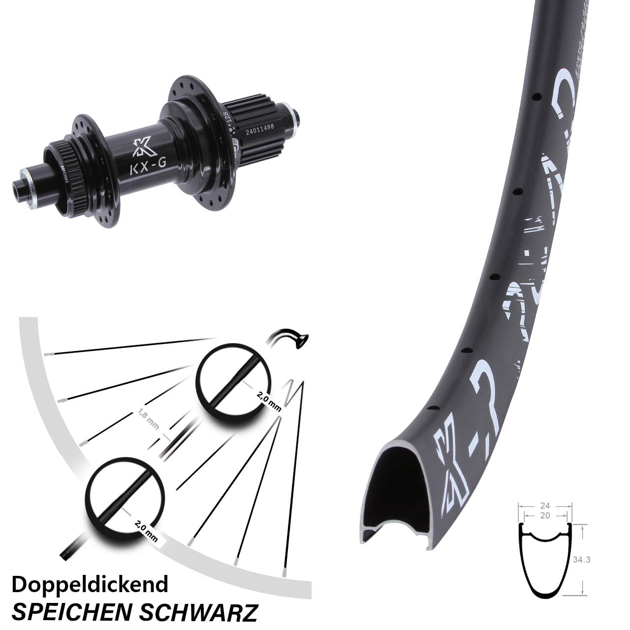 Hinterrad Centerlock QR 28 Zoll KX-GR Road Shimano Micro Spline