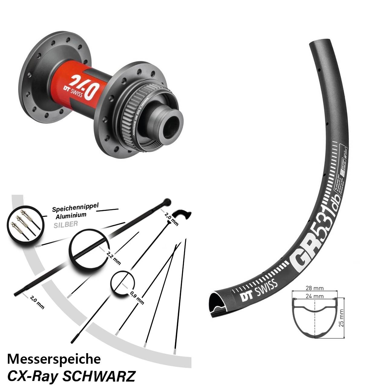28-29 Zoll Vorderrad GR 531 DT Swiss 240 12x100 CX-Ray