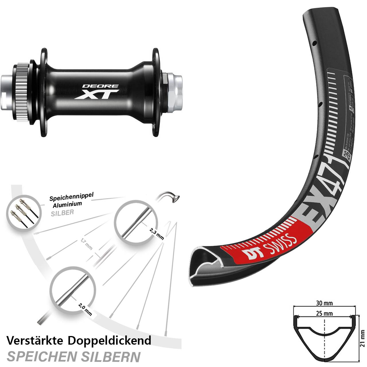 Vorderrad Centerlock 29 Zoll DT Swiss EX 471 Shimano Deore XT 15x110 Boost