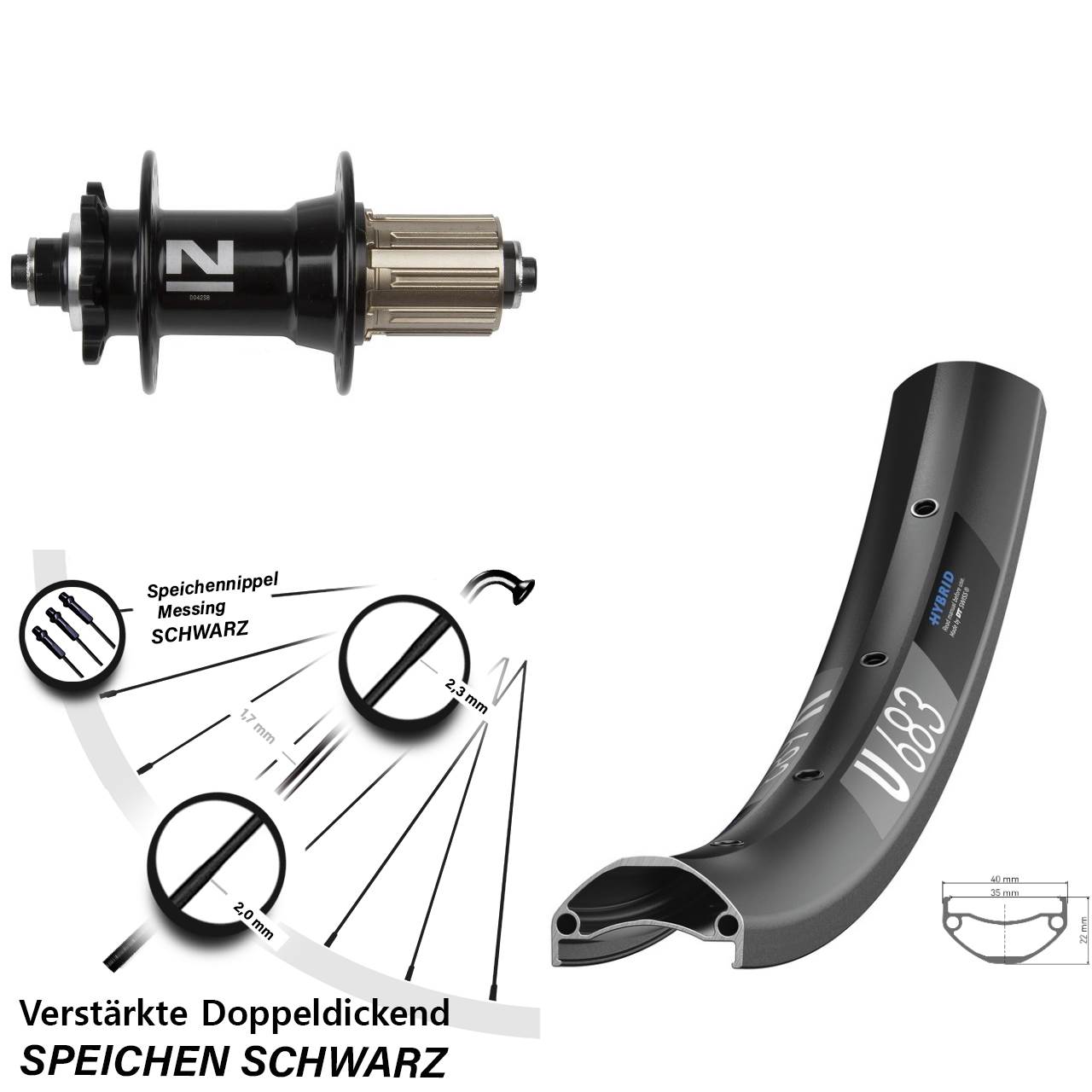 27,5 Zoll DT Swiss U 683 Novatec D042 Disc Hinterrad QR 8-11 fach