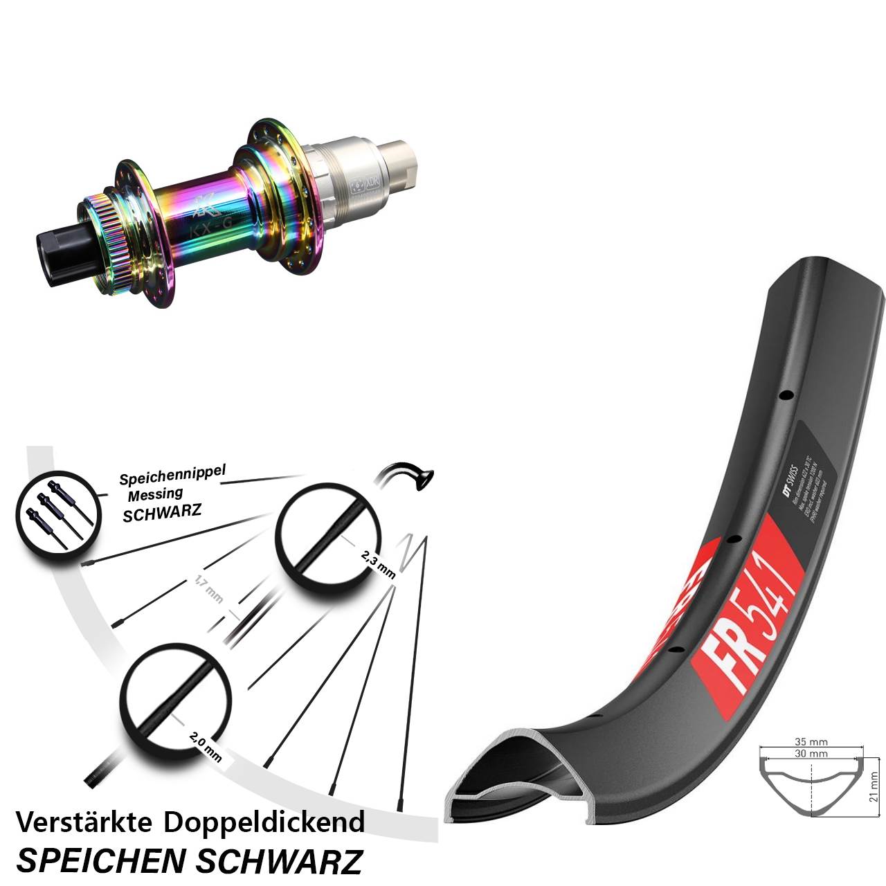Centerlock Hinterrad 12x142 27,5 Zoll DT Swiss FR 541 KX-G Oilslick XDR 11-12 fach