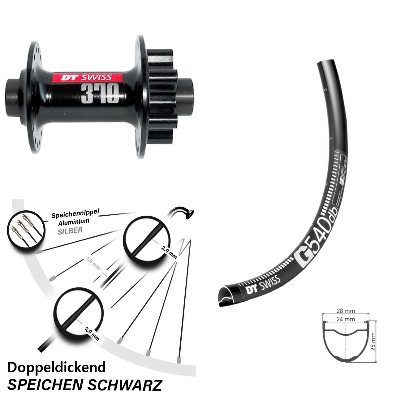 6-Loch Vorderrad 12x100 27,5 Zoll DT Swiss G540-370