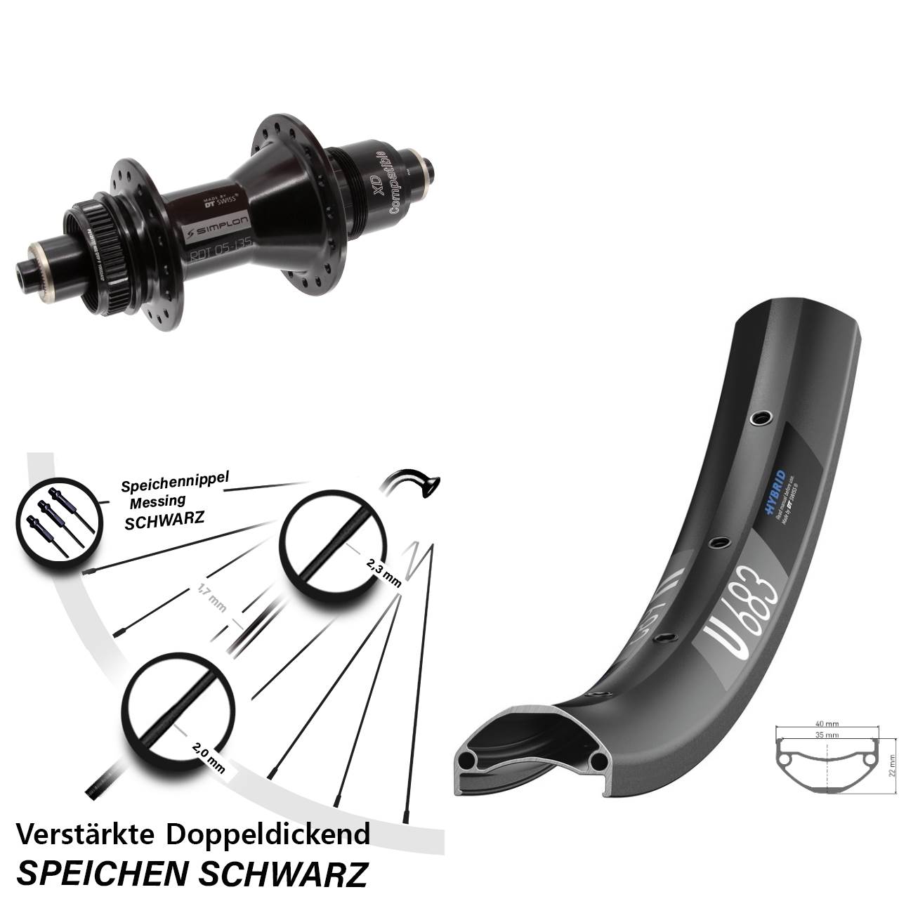 DT Swiss U 683-370 27,5 Zoll Centerlock Hinterrad QR XD